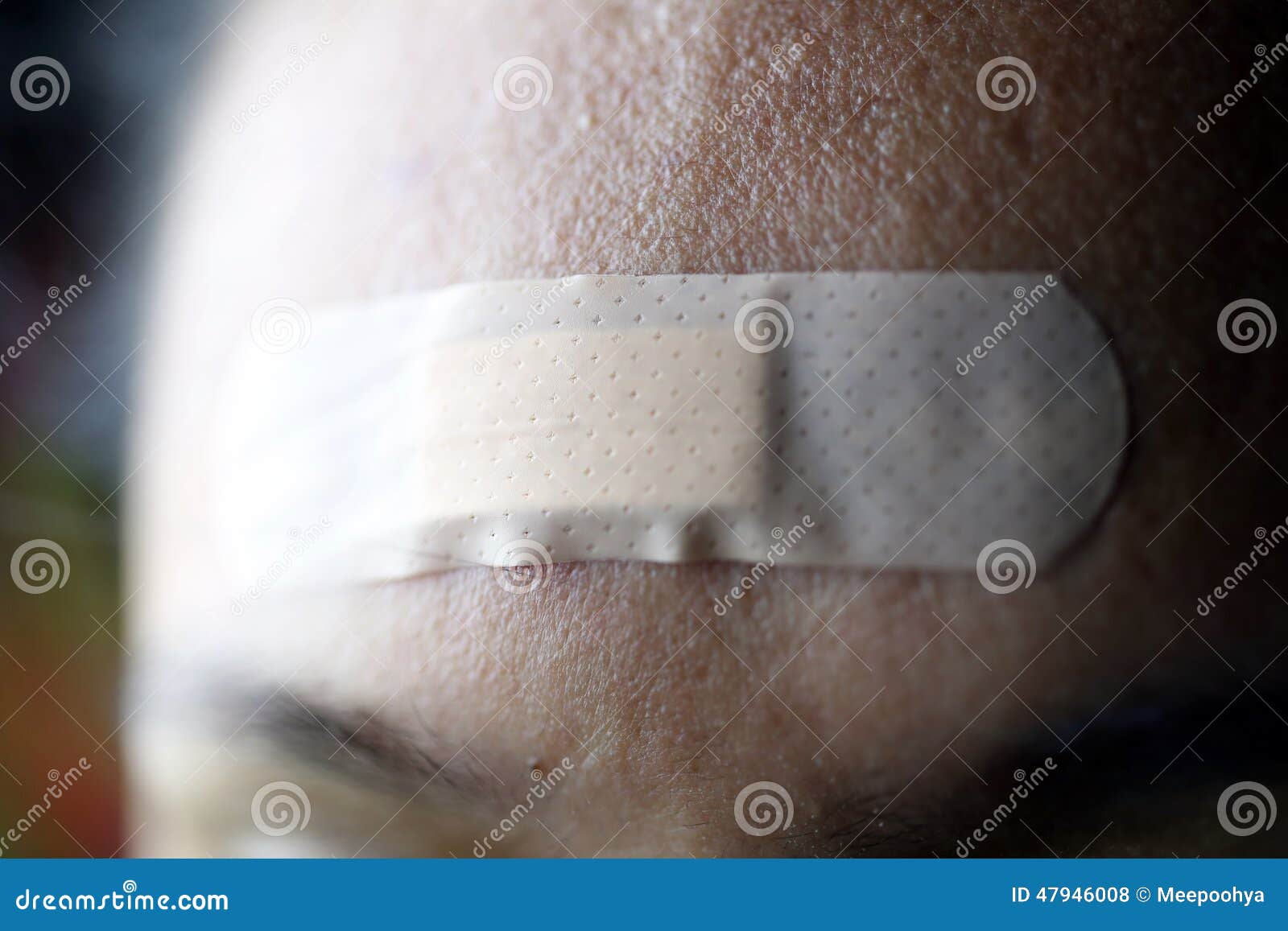 Adhesive plaster on skin. stock photo. Image of face 47946008
