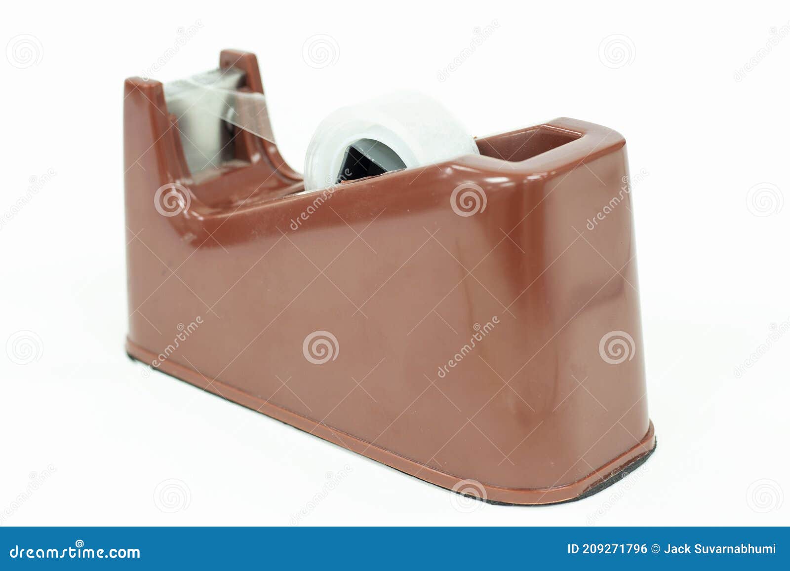 Adhesive Tape Dispenser Separately on White Background Stock Photo