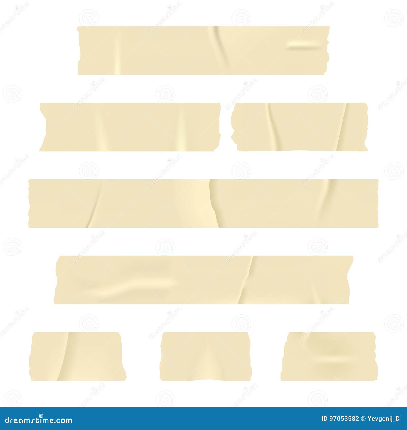 Adhesive Tape. Set of Realistic Sticky Tape Stripes Isolated on White
