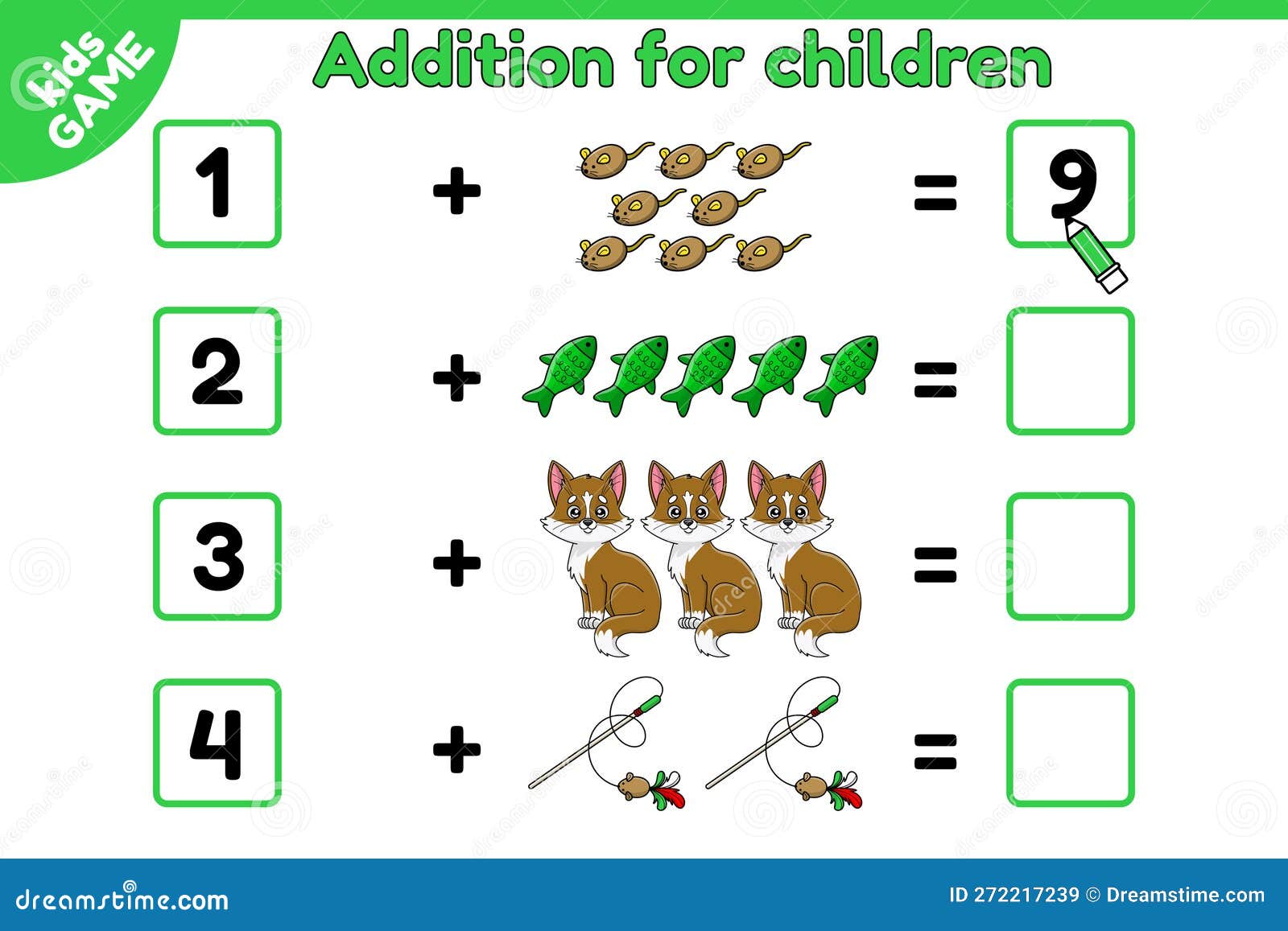 Jogo de educação para crianças contando quantos desenhos animados