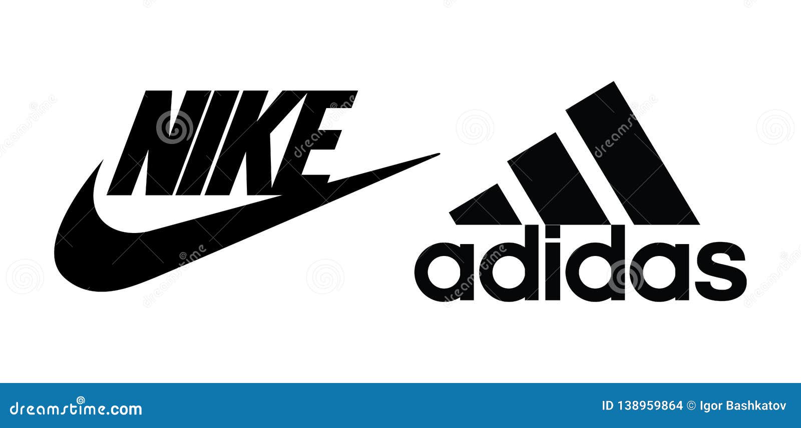 Adidas And Nike Logos Printed On Paper Editorial Stock Image