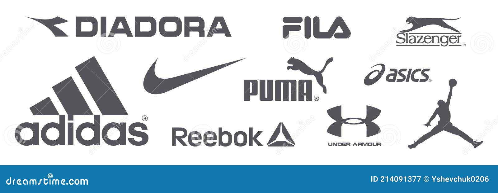 Vuelo límite Intermedio Adidas Nike Reebok Asics Jordan Puma Under Armadura Fila Diadora Slazenger  Logos De Equipos Deportivos Y Ropa Deportiva Fotografía editorial -  Ilustración de productor, reebok: 214091377