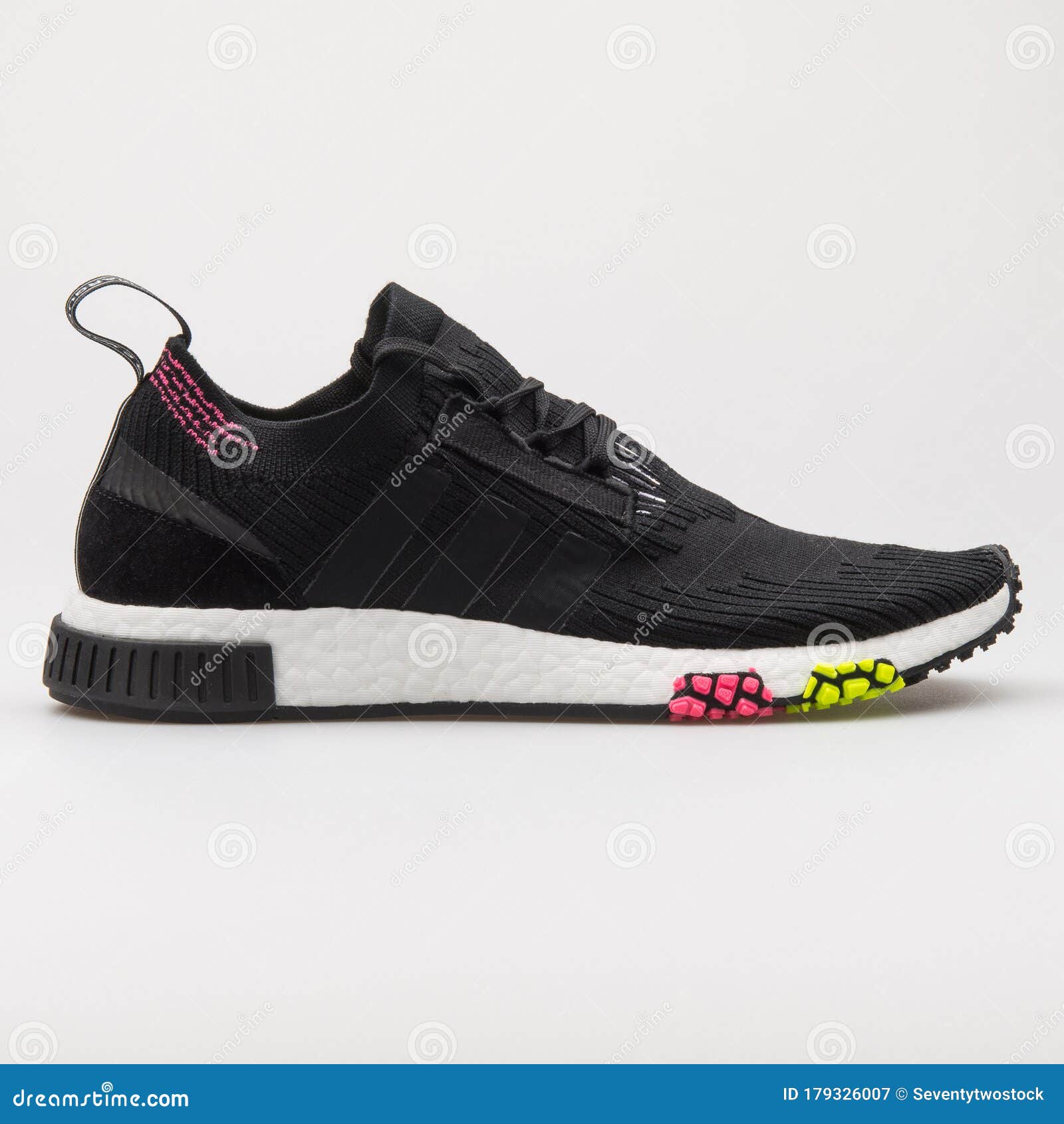 Adidas NMD Racer PK Primeknit Core Black, Pink and Yellow Sneaker Editorial Photography - Image of racer: 179326007
