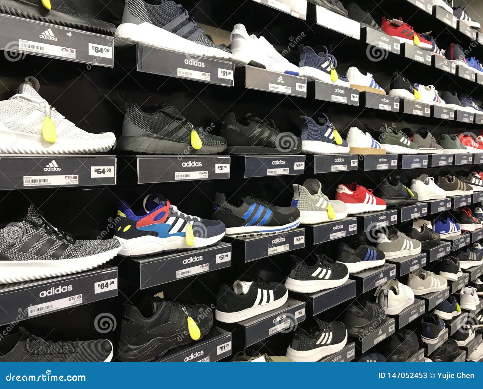 Adidas sport shoes editorial stock photo. Image of shelf - 147052453