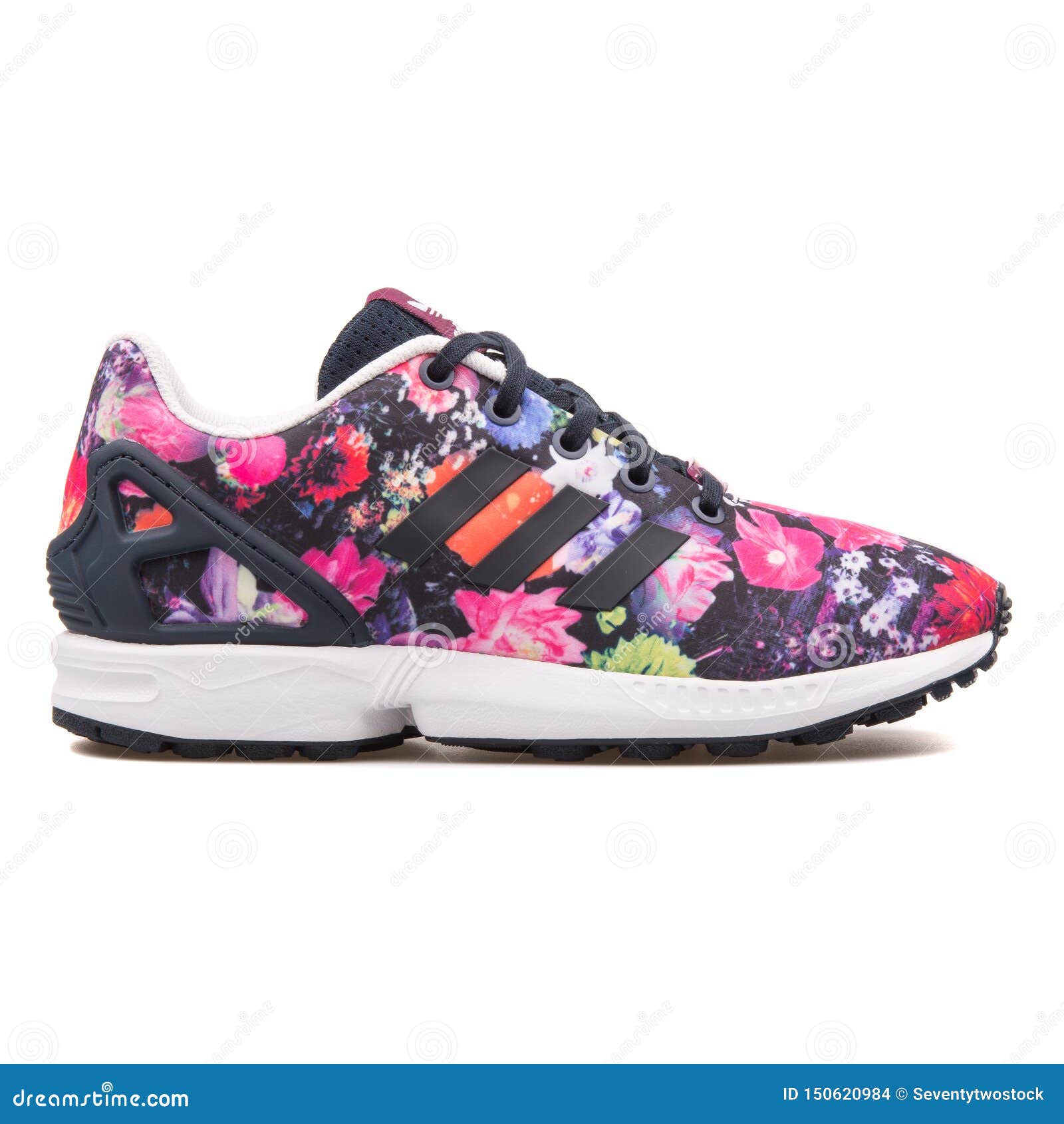 Adidas ZX Black and Multi Floral Print Sneaker Editorial Stock Image - Image of leather, casual: 150620984