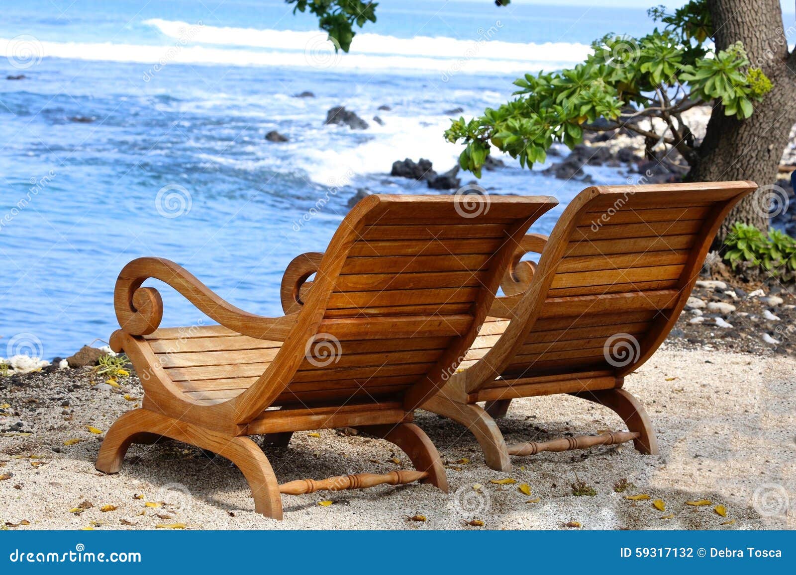Adirondack Chairs Beach Hawaii Stock Photo - Image: 59317132