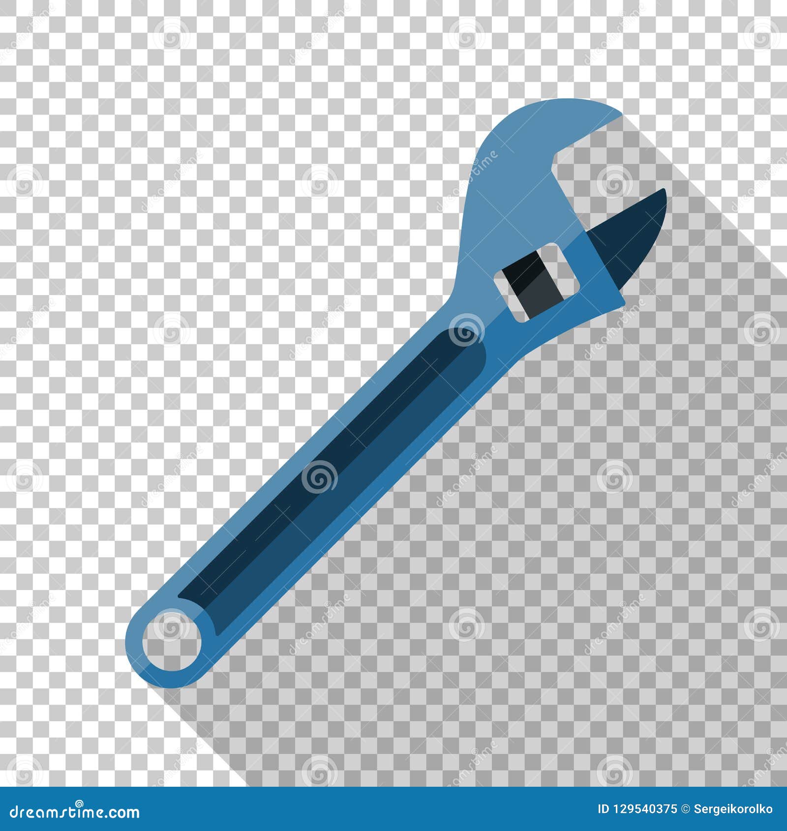 Adjustable Wrench Icon in Flat Style on Transparent Background Stock