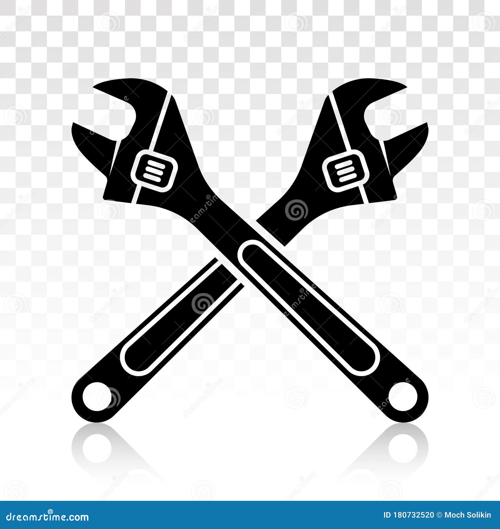 Adjustable Wrench Vector Flat Icons On A Transparent Background Stock