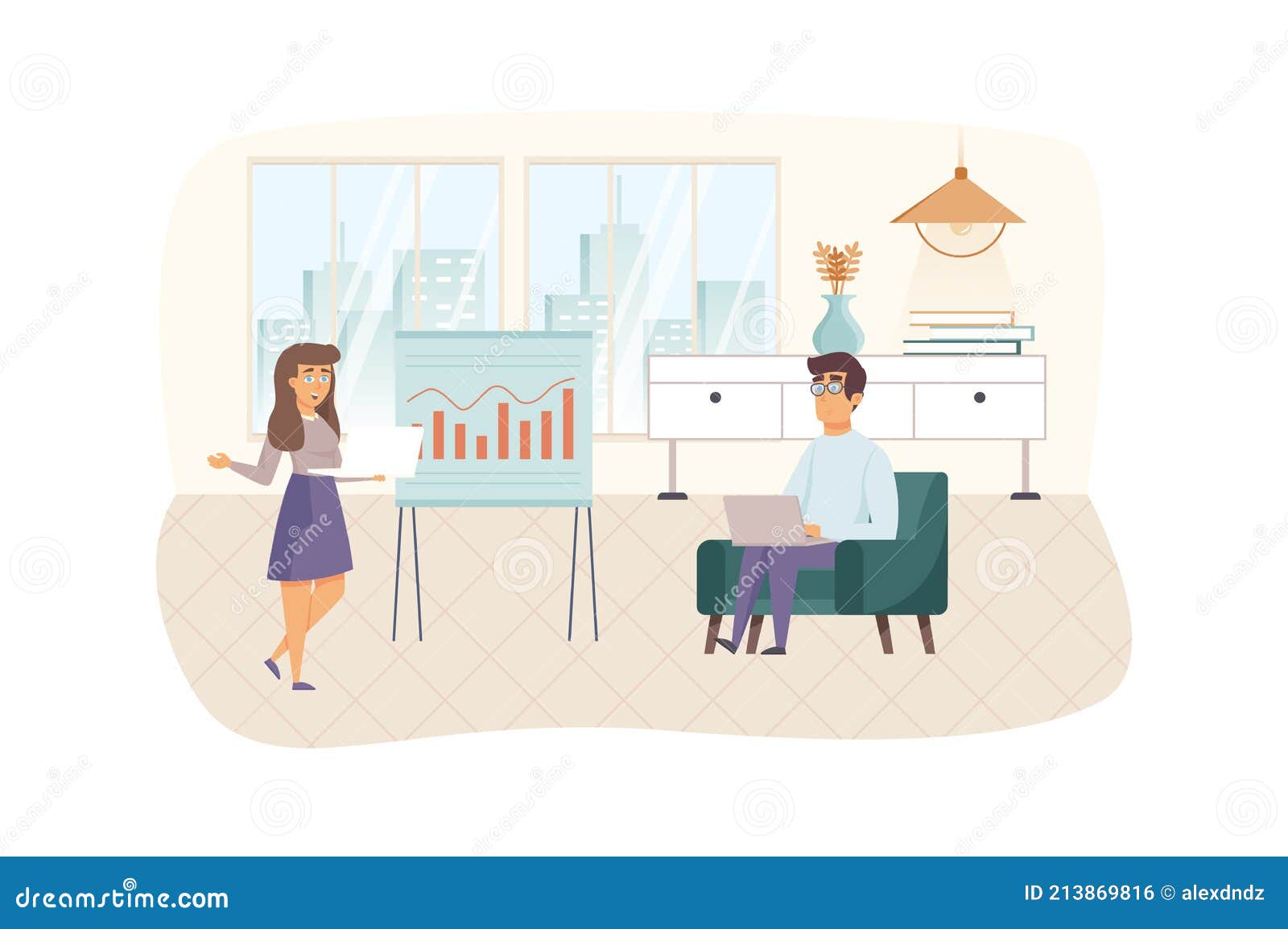 Administrador De Office En La Escena De Una Reunión De Negocios Ilustración  del Vector - Ilustración de actividad, vector: 213869816