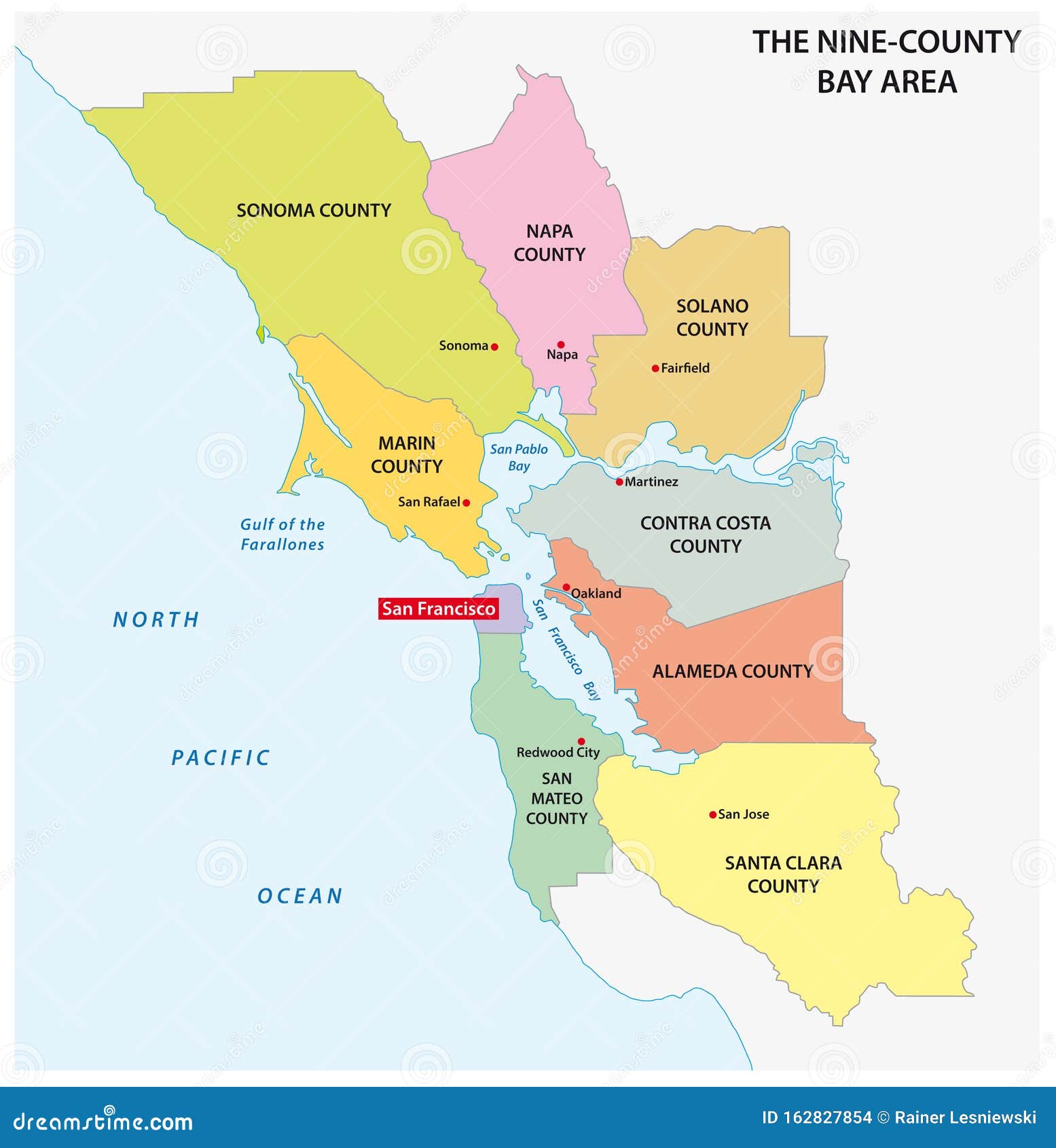 administrative map of the california region san francisco bay area