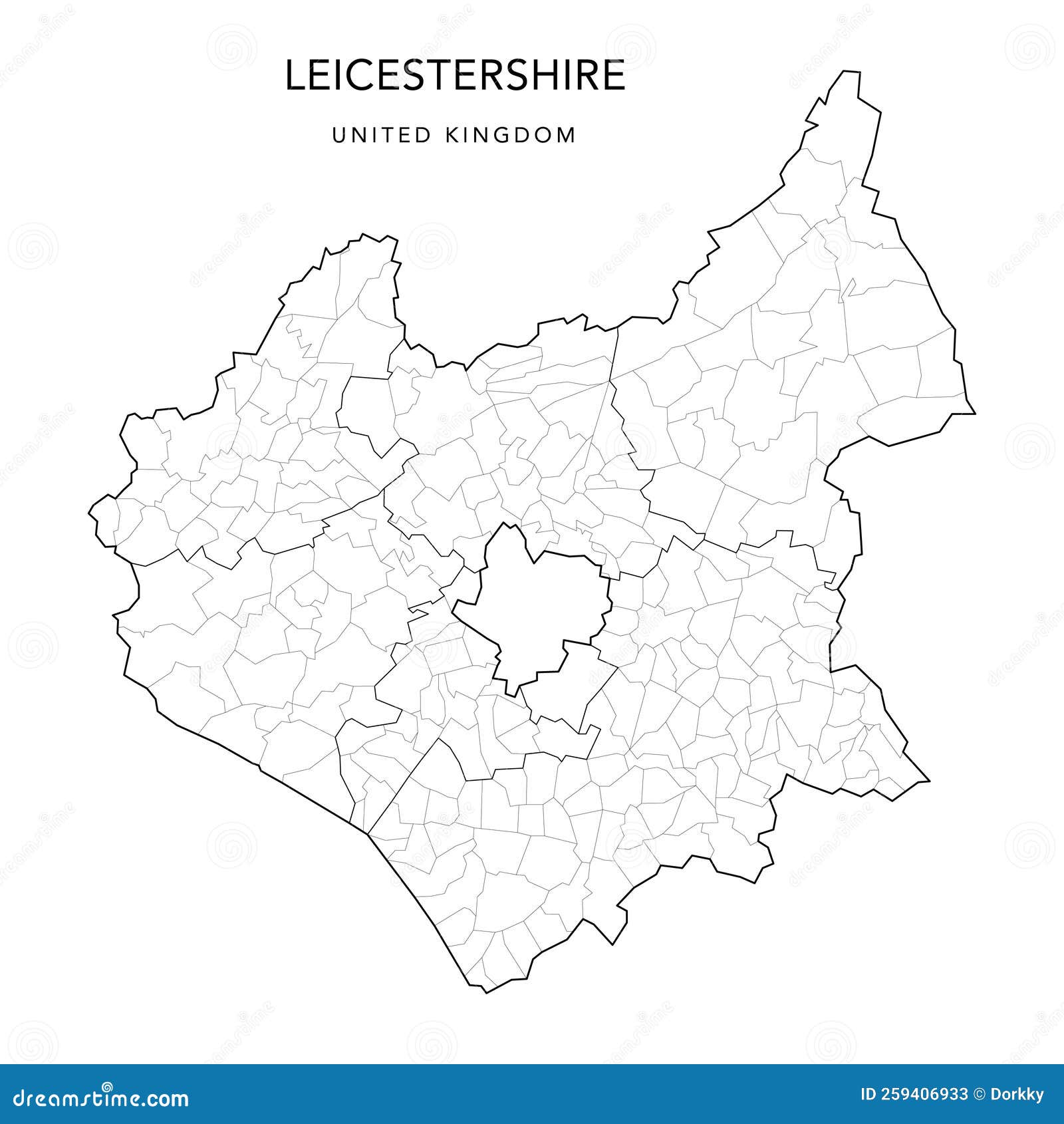 Administrative Map Of Leicestershire As Of 2022 Vector Illustration   Administrative Map Leicestershire As Vector Illustration Perfect Base To Illustrate Geographical Data Blank 259406933 