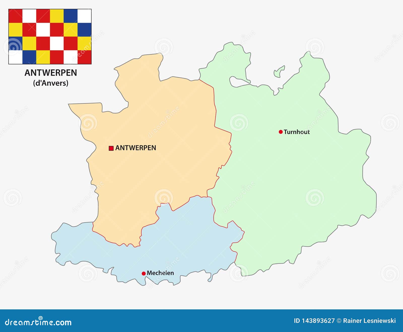 Administrative and Political Vector Map of the Belgian Province Antwerp ...