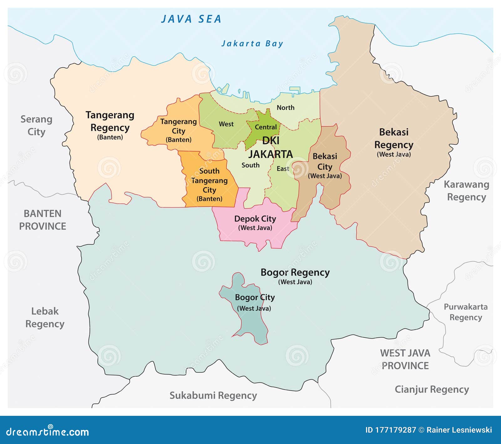 Administrative Vector Map  Of The Jakarta  Metropolitan Area 