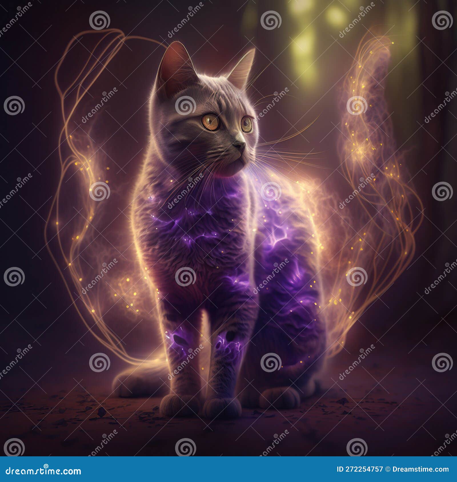 Admiring the Unique and Beautiful Features of a Cat with Purple Light