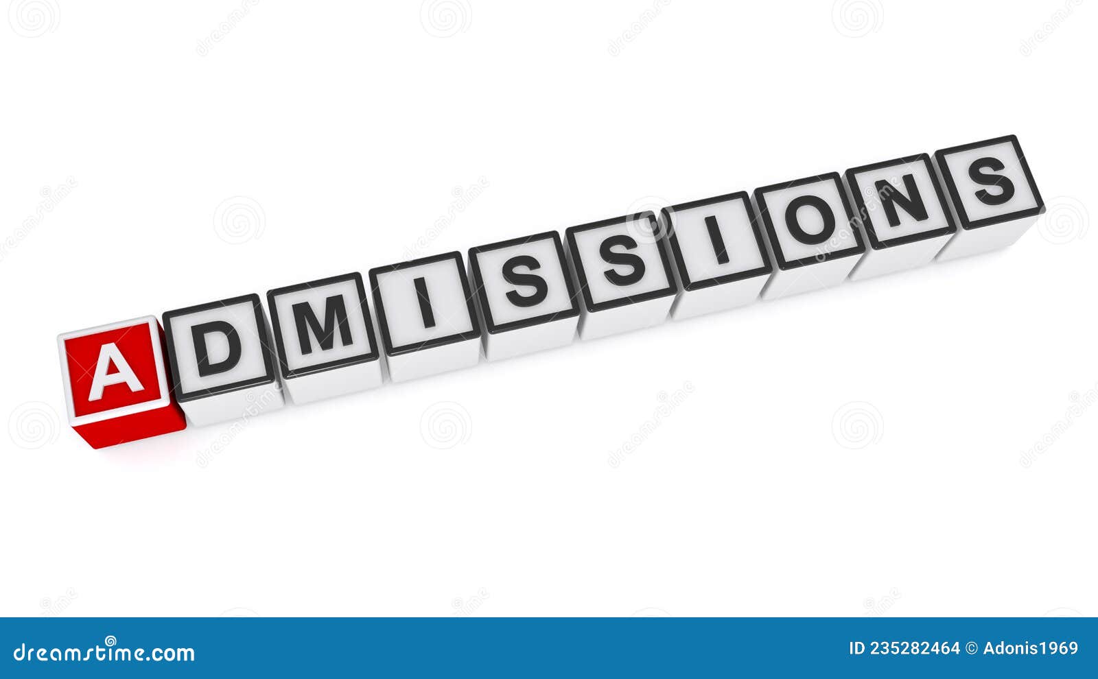 admissions word block on white