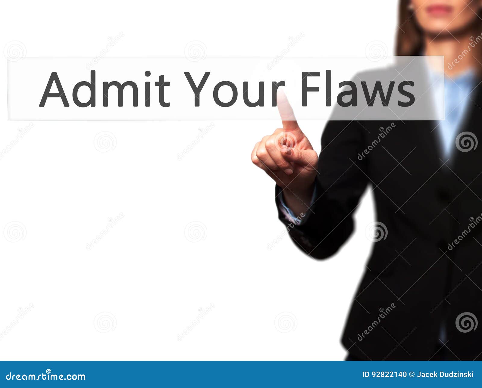 admit your flaws -  female hand touching or pointing to