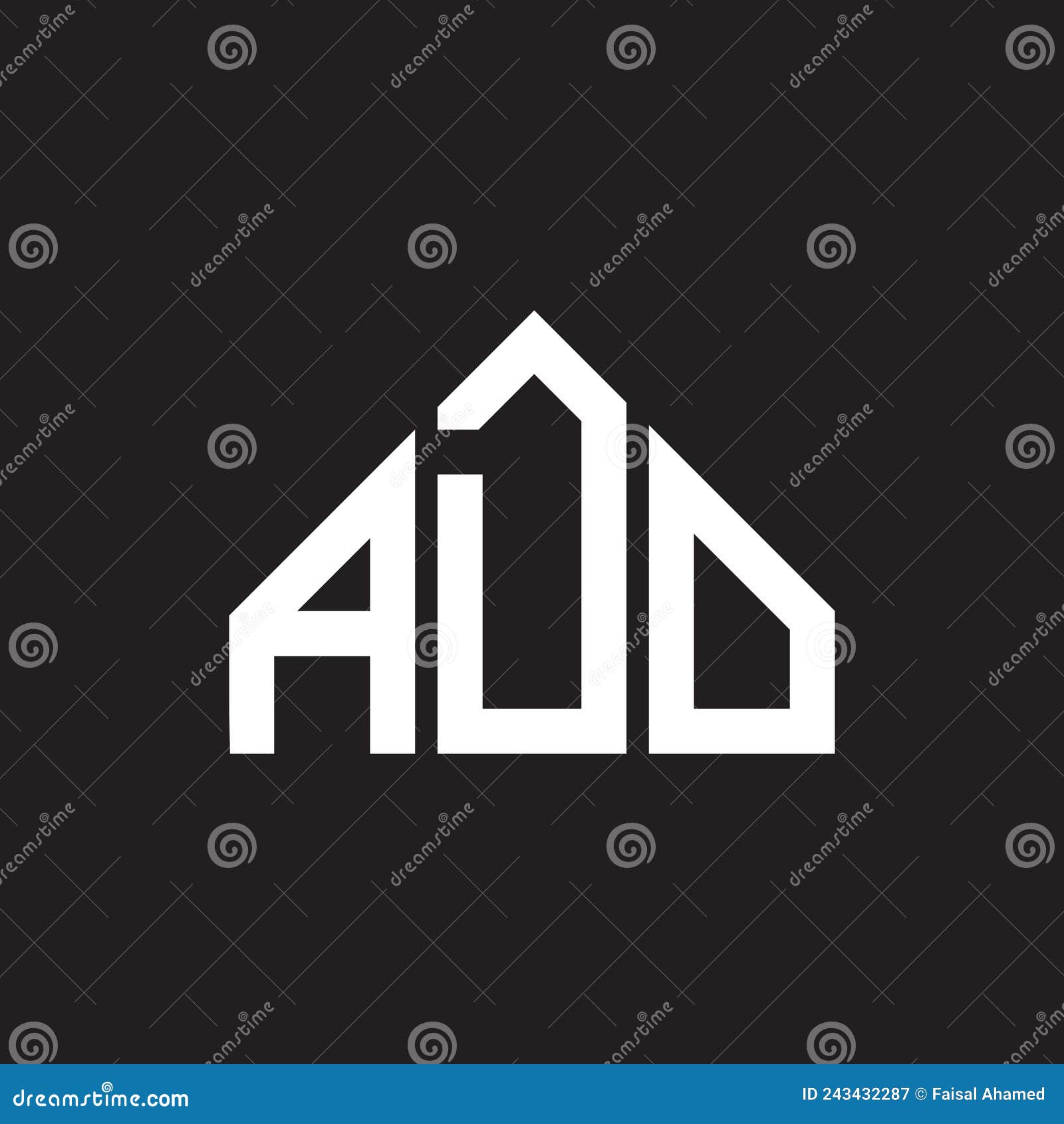 ado letter logo . ado monogram initials letter logo concept. ado letter  in black background
