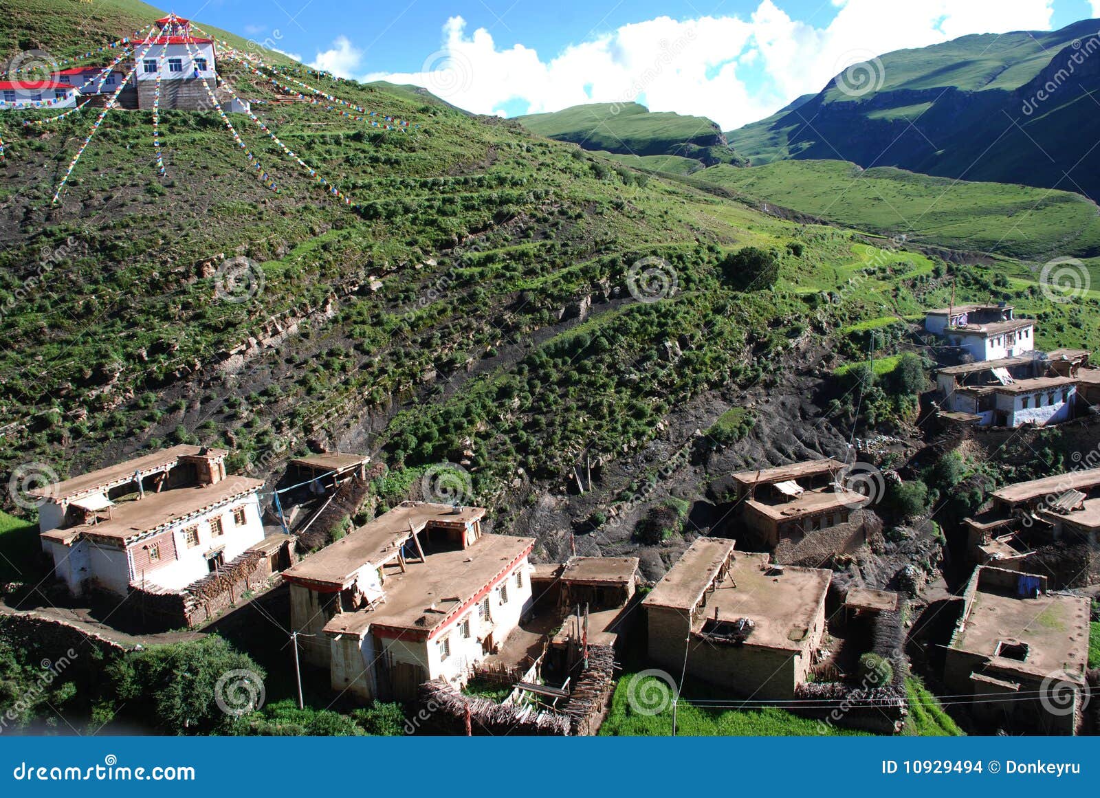 The adobe village in Tibet stock photo. Image of tranquility 10929494