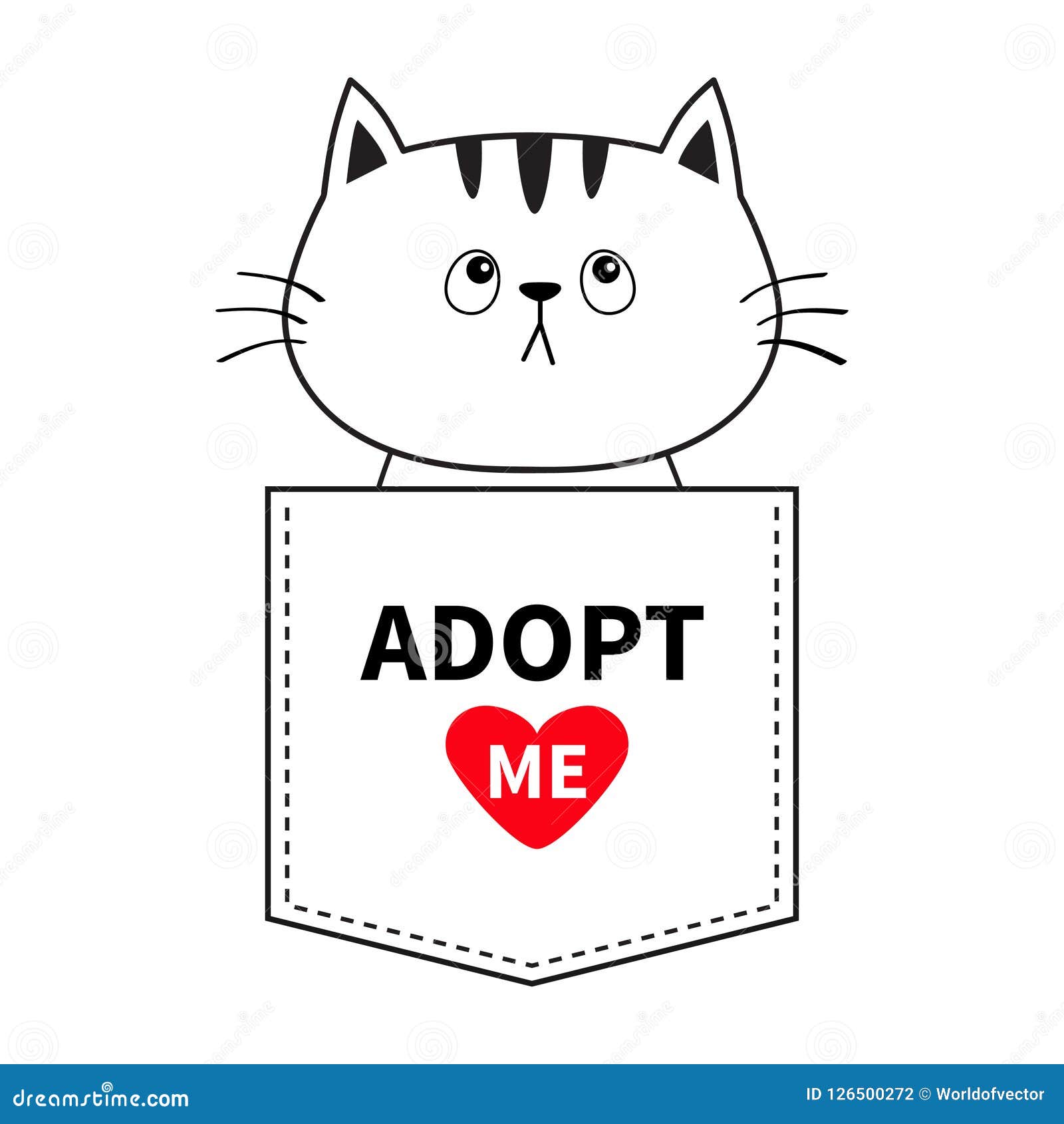 Adopt Me Cat Sitting In The Pocket Red Heart Cute Cartoon