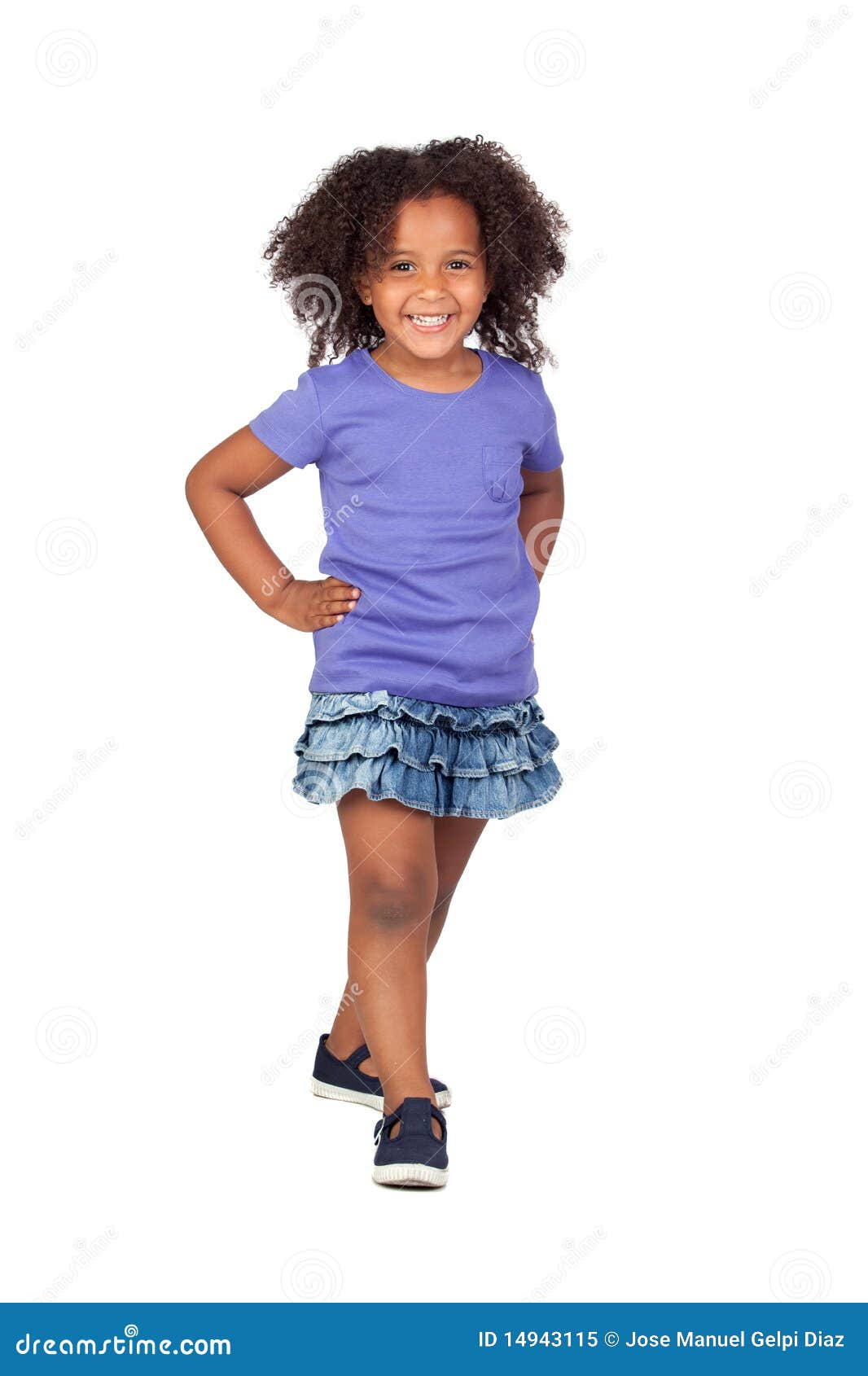 Adorable African Little Girl With Denim Miniskirt Royalty 