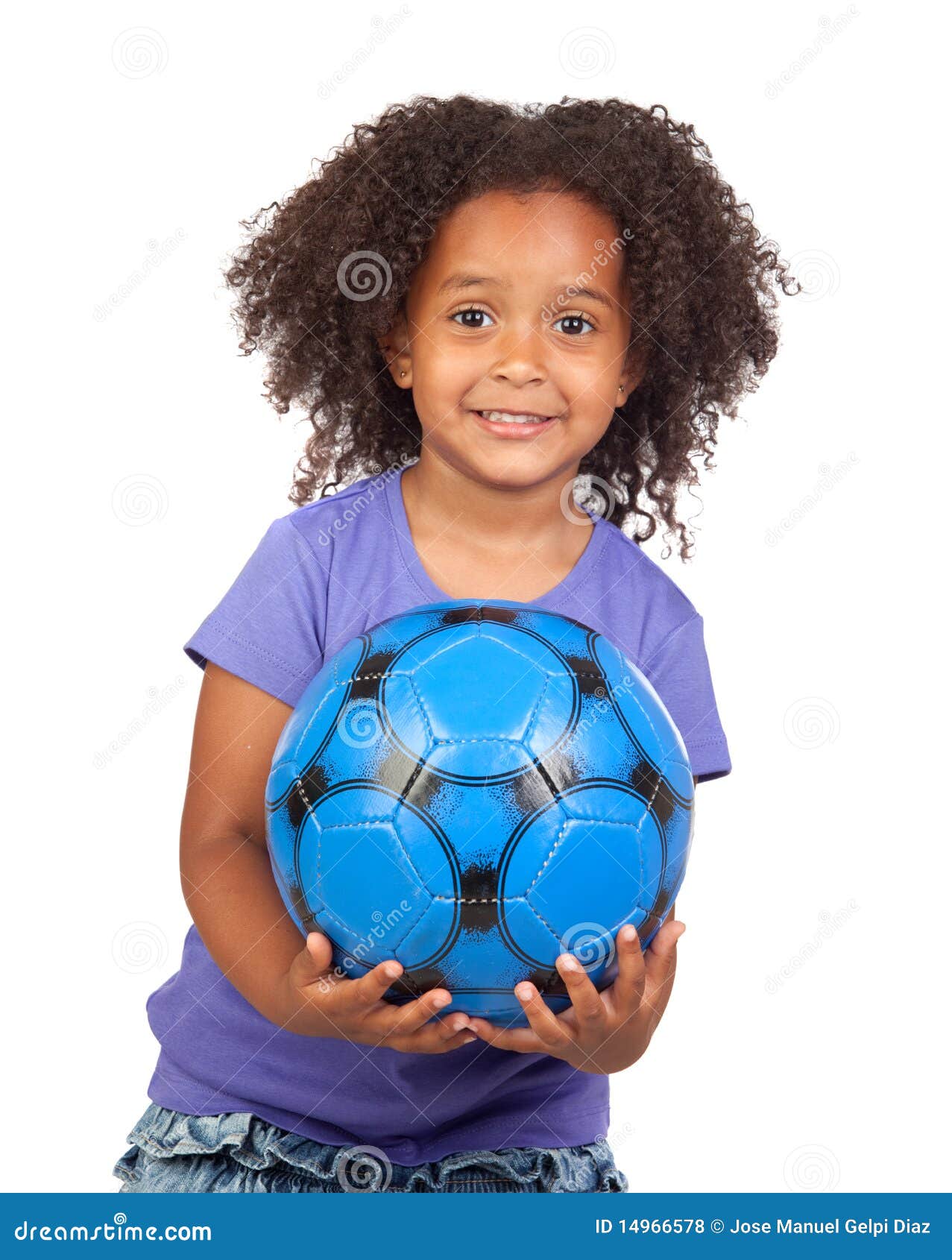Adorable African Little Girl with Soccer Ball Stock Photo - Image of ...