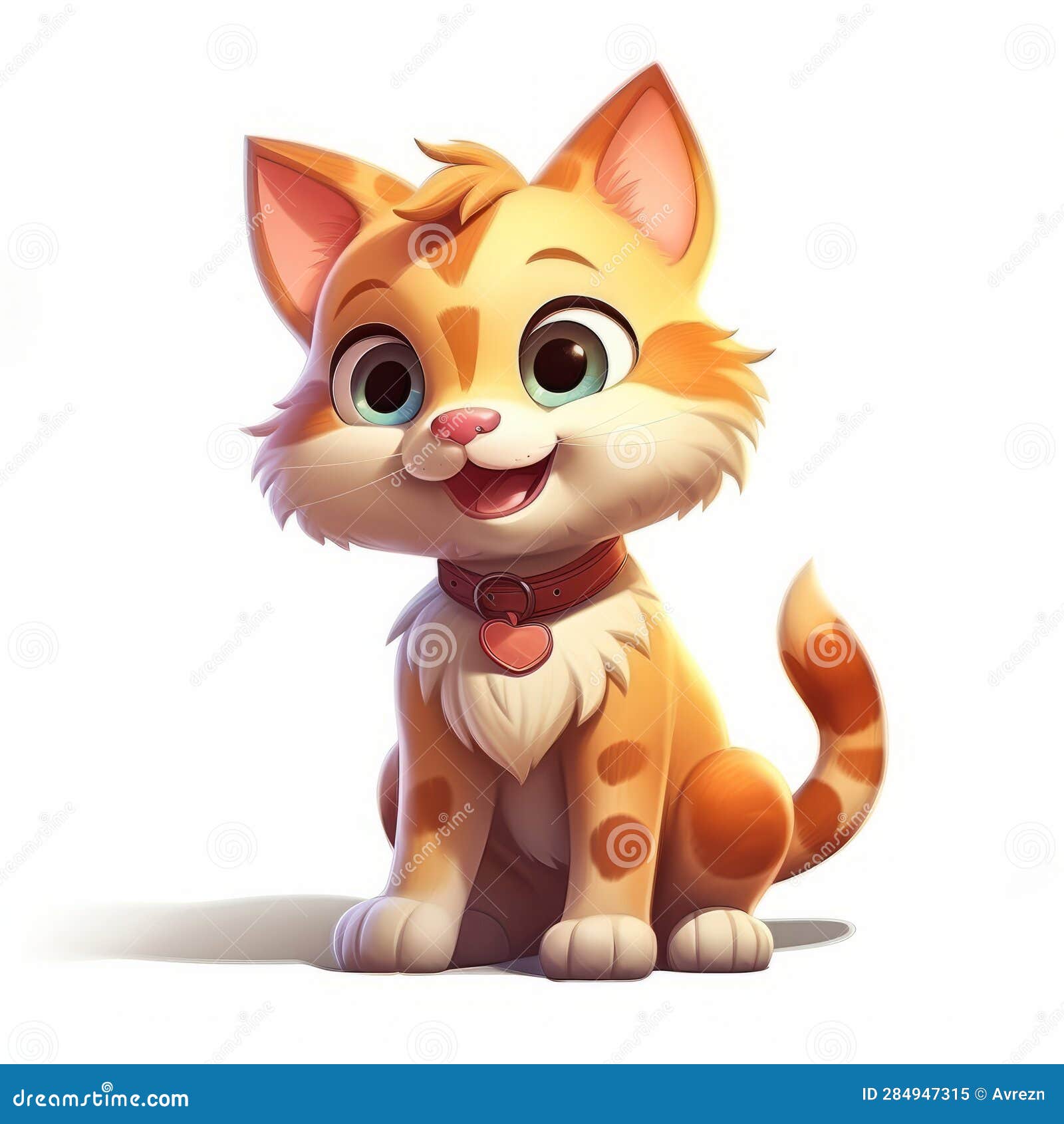 adorable and amusing cat character on white background, generative ai