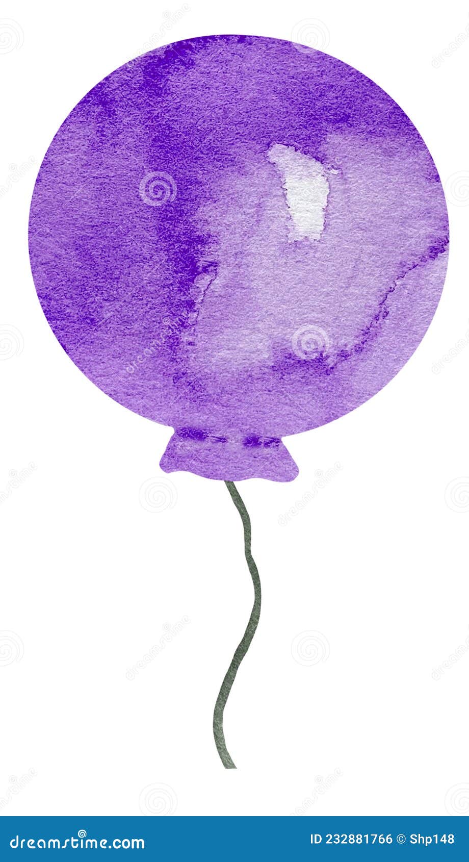 Adorable Aquarelle Violet Clair Ballons à Air Avec Ficelle à Bracelet Noir  Illustration Stock - Illustration du couleur, isolement: 232881766