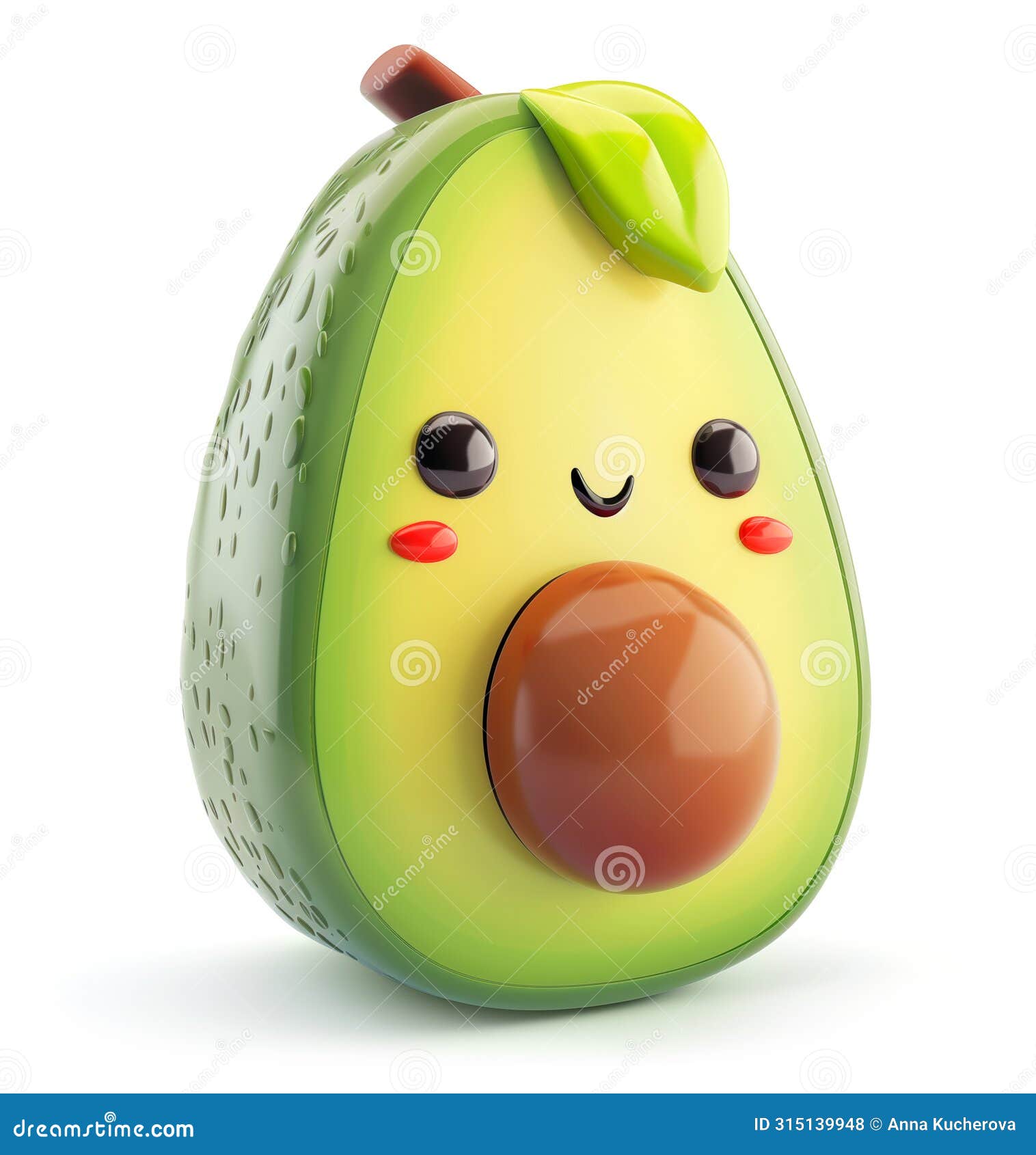 adorable avocado character with rosy cheeks