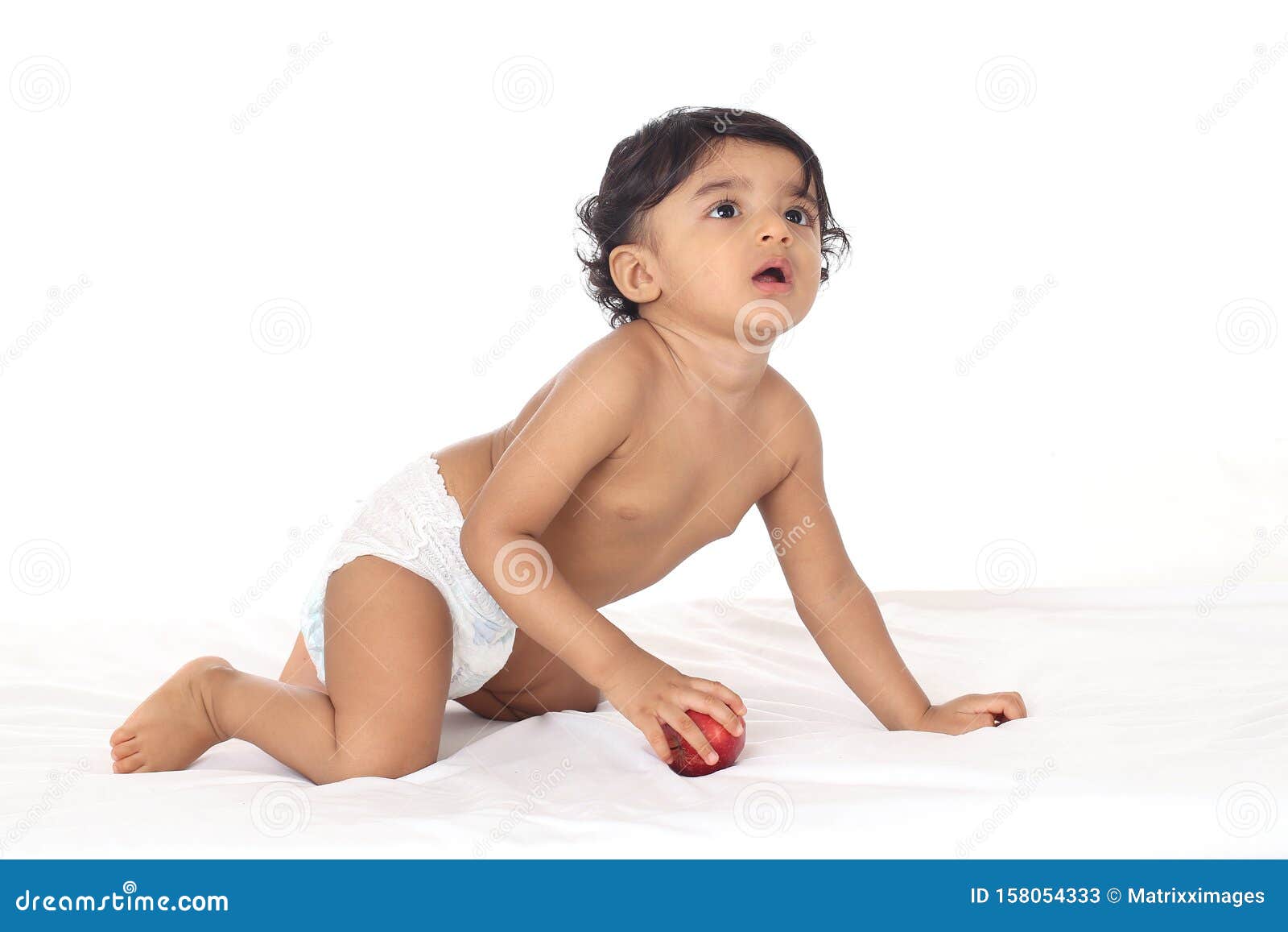 Adorable baby boy crawling stock image. Image of diaper ...