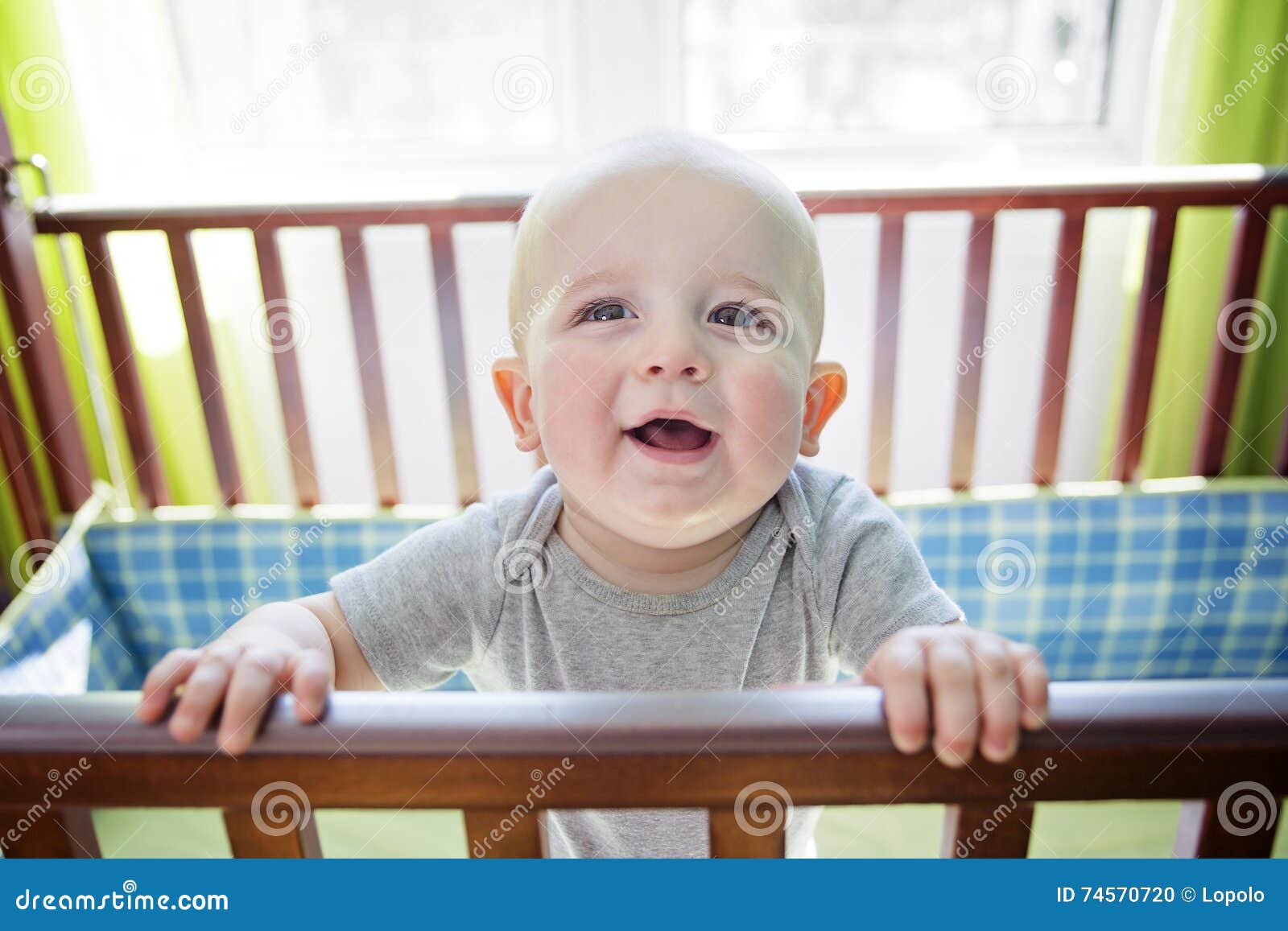 Adorable Baby Boy in His Crib Stock Photo Image of family, caucasian