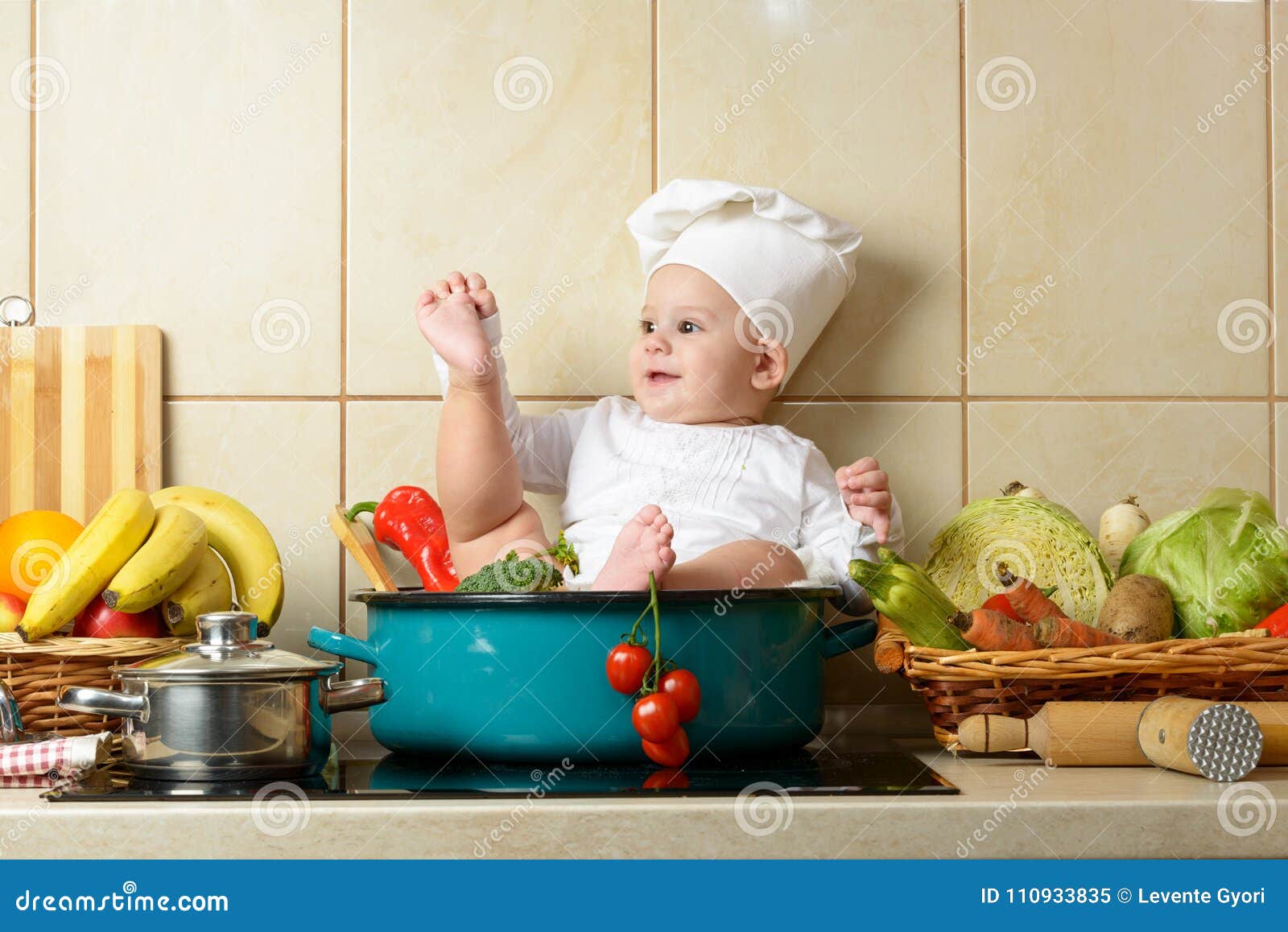 Adorable Baby Boy in Kitchen Stock Image Image of beautiful, healthy