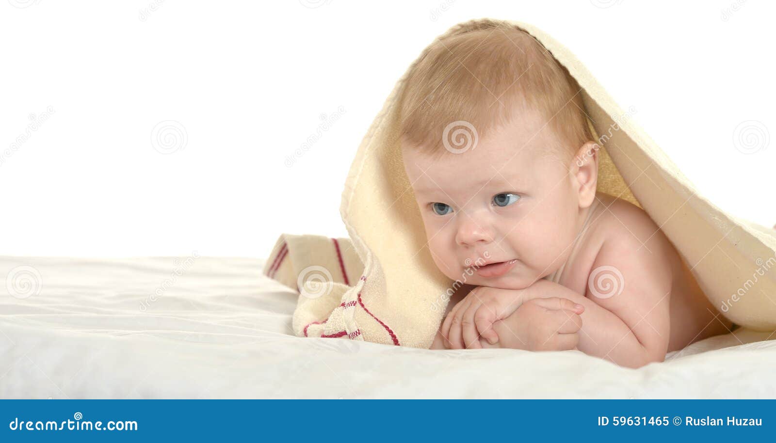 Adorable Baby Boy Under Blanket Stock Image Image of person, little