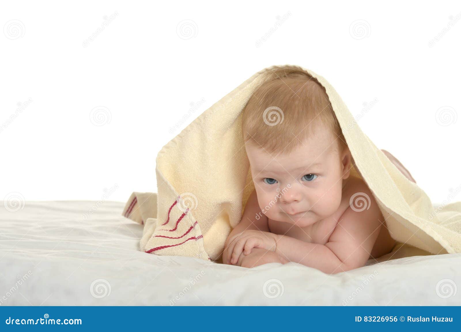 Adorable Baby Boy Under Blanket Stock Photo Image of nipple, person
