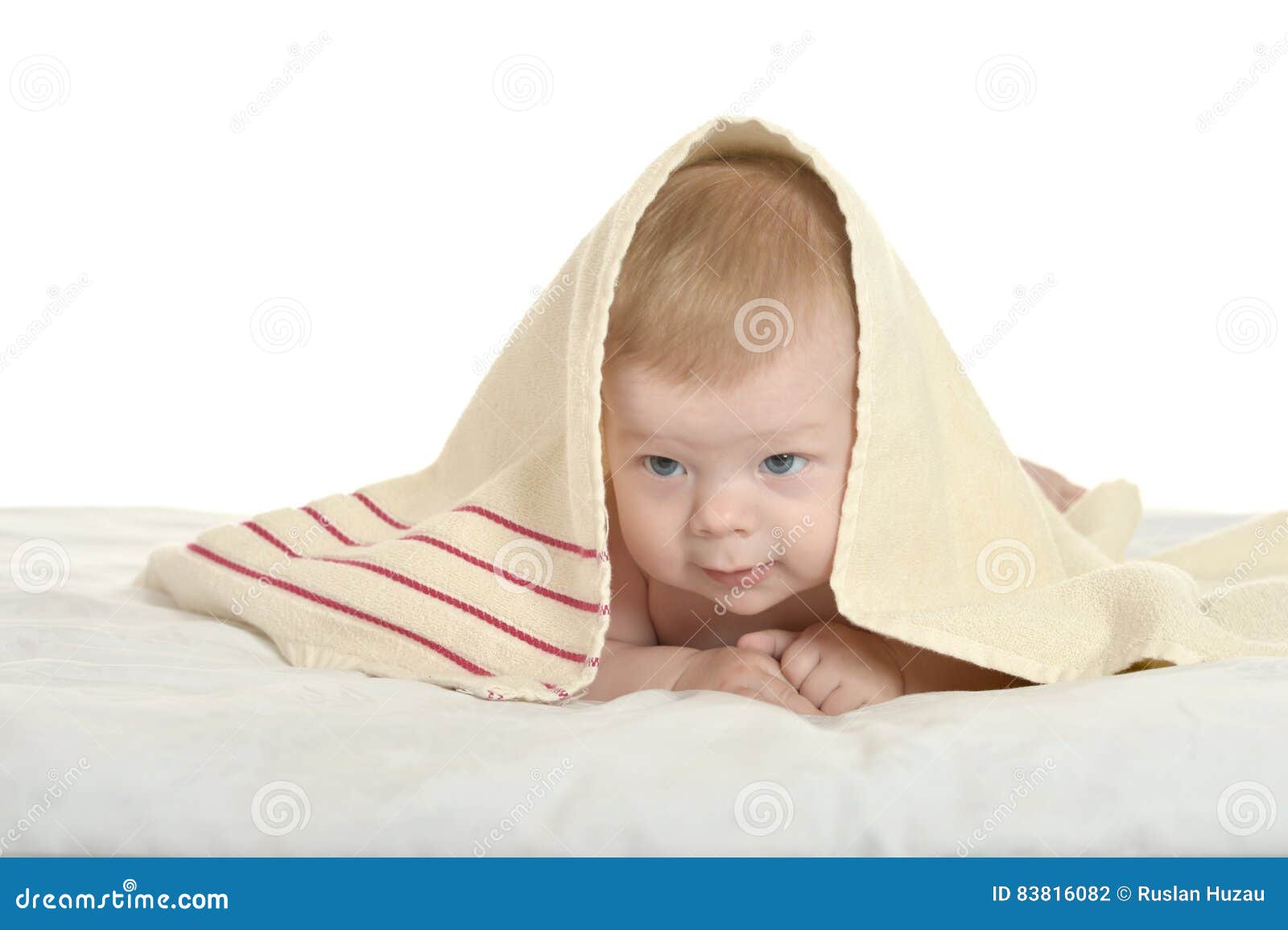 Adorable Baby Boy Under Blanket Stock Photo Image of healthy