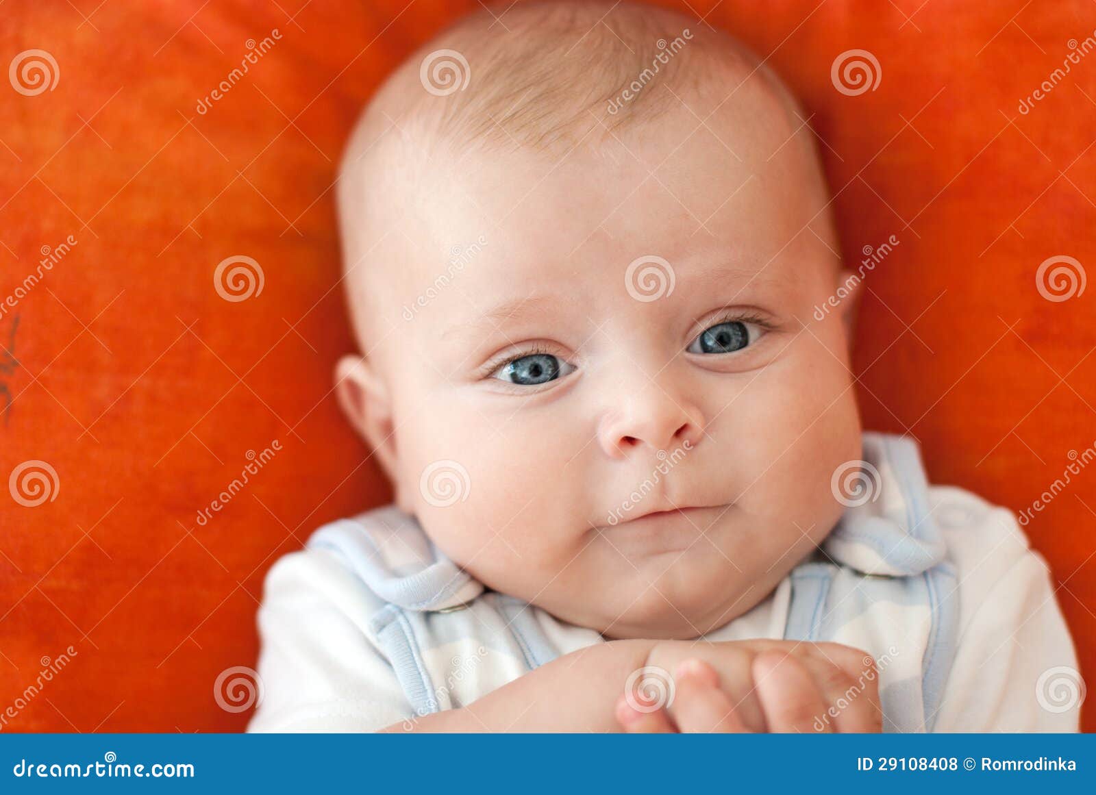 Adorable Baby Child on Orange Background Stock Photo - Image of baby