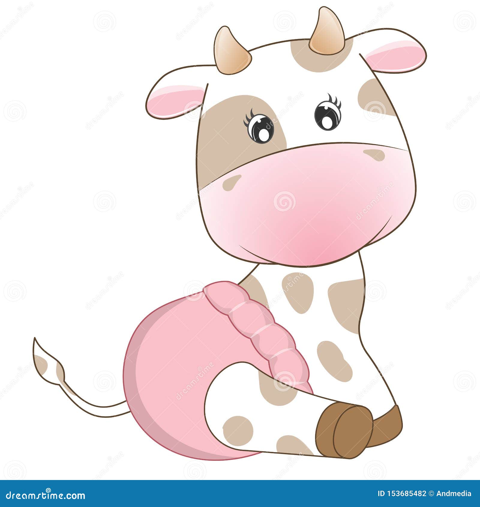 Download Adorable Baby Cow In A Diaper Cute Smiling. Stock Vector ...