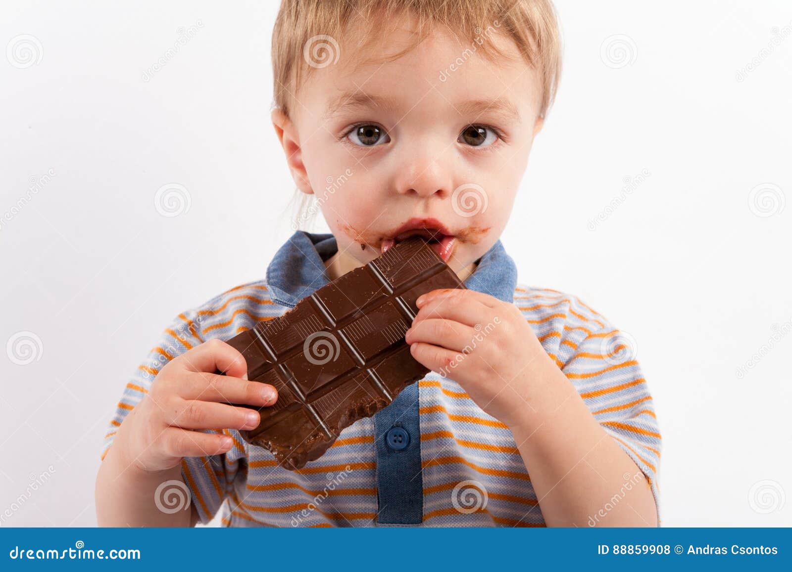 Adorable Baby Eating a Chocolate Bar Stock Photo Image of sweet