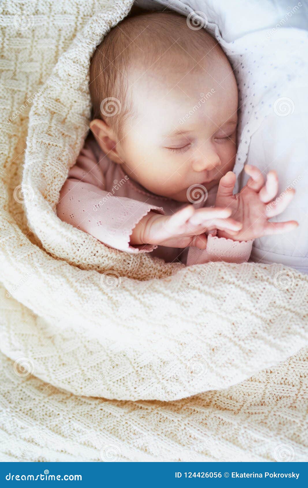 Adorable Baby Girl Sleeping In The Crib Stock Photo Image Of Nursery