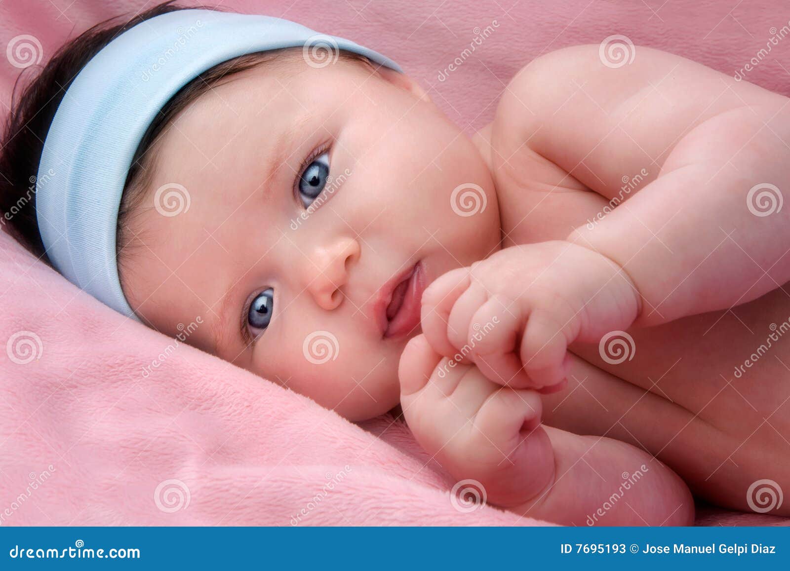 Adorable Baby Newborn With Blue Eyes Stock Image Image 7695193