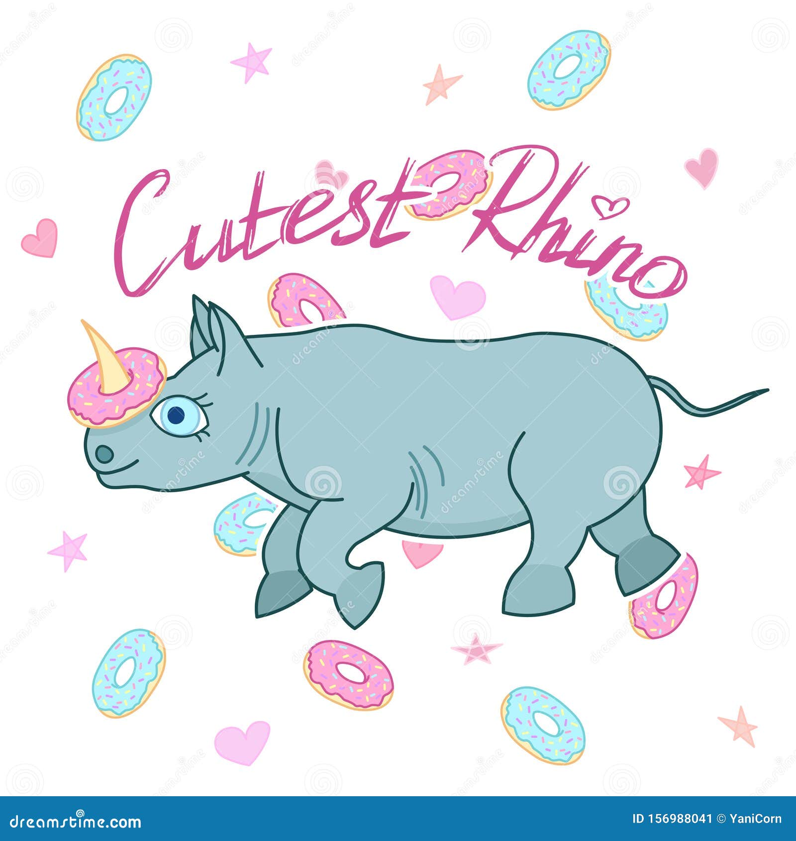Download Adorable Baby Rhino With Sweet Donuts And Hearts ...