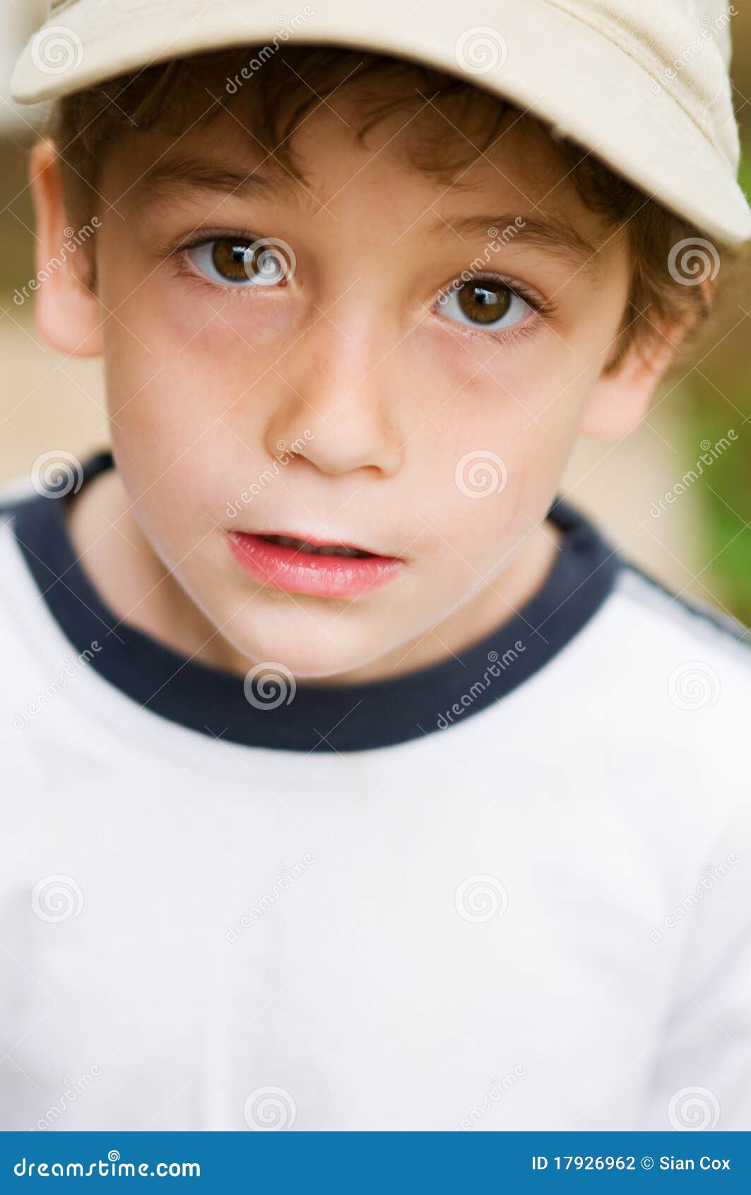 Adorable Boy with Big Brown Eyes Stock Photo Image of unsure, small