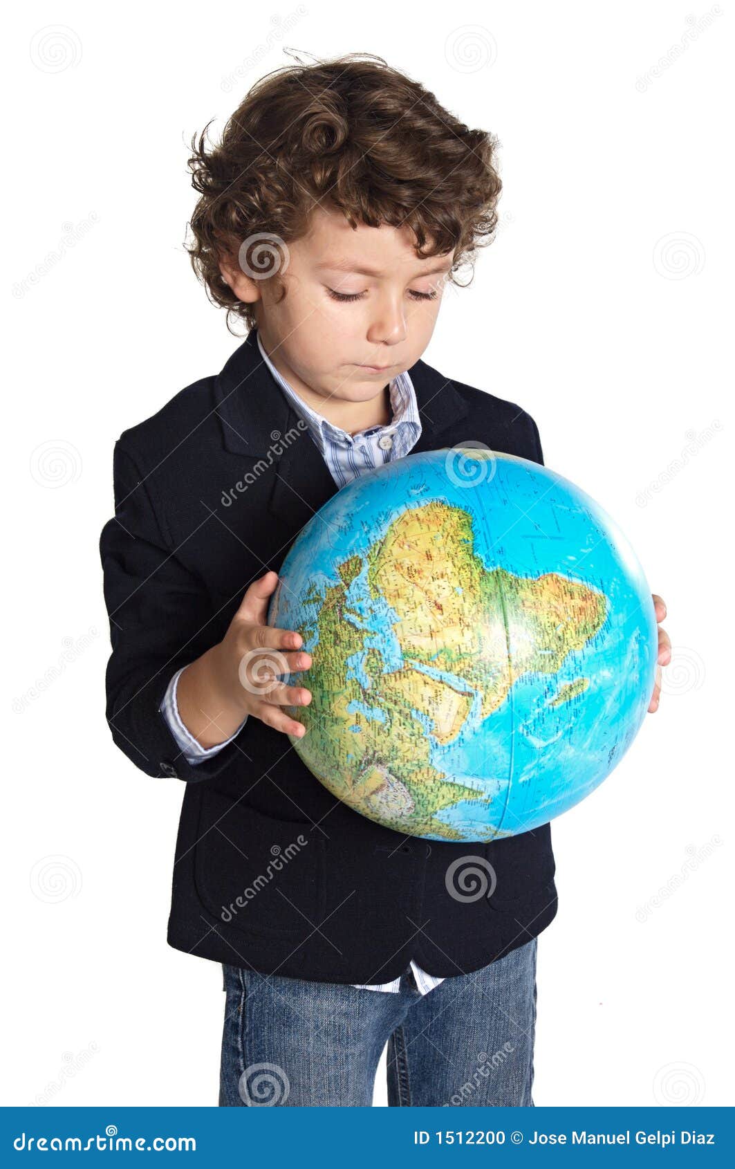 adorable boy worried about the planet earth