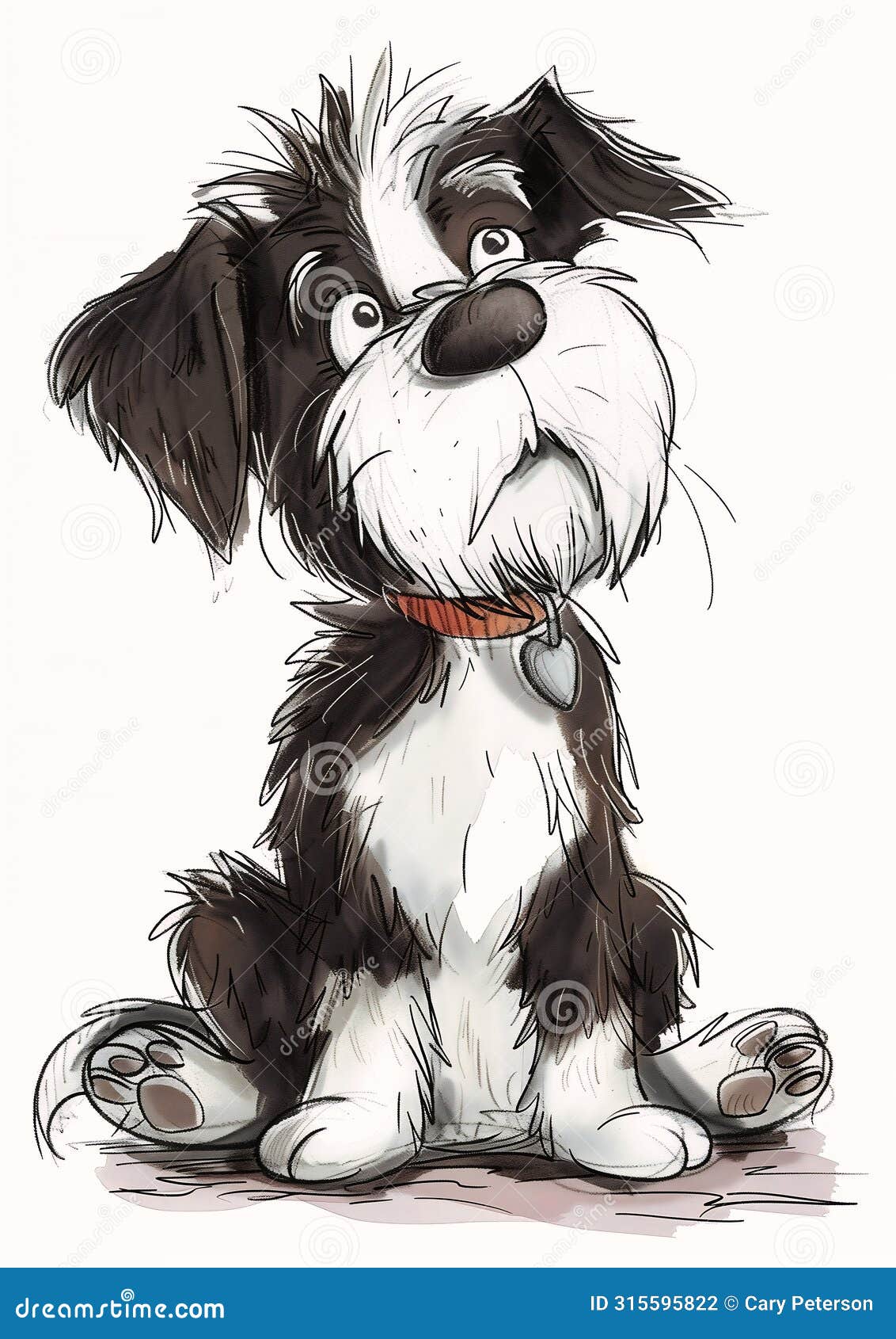 adorable cartoon canine: a delightful portrait of a gruff yet ch
