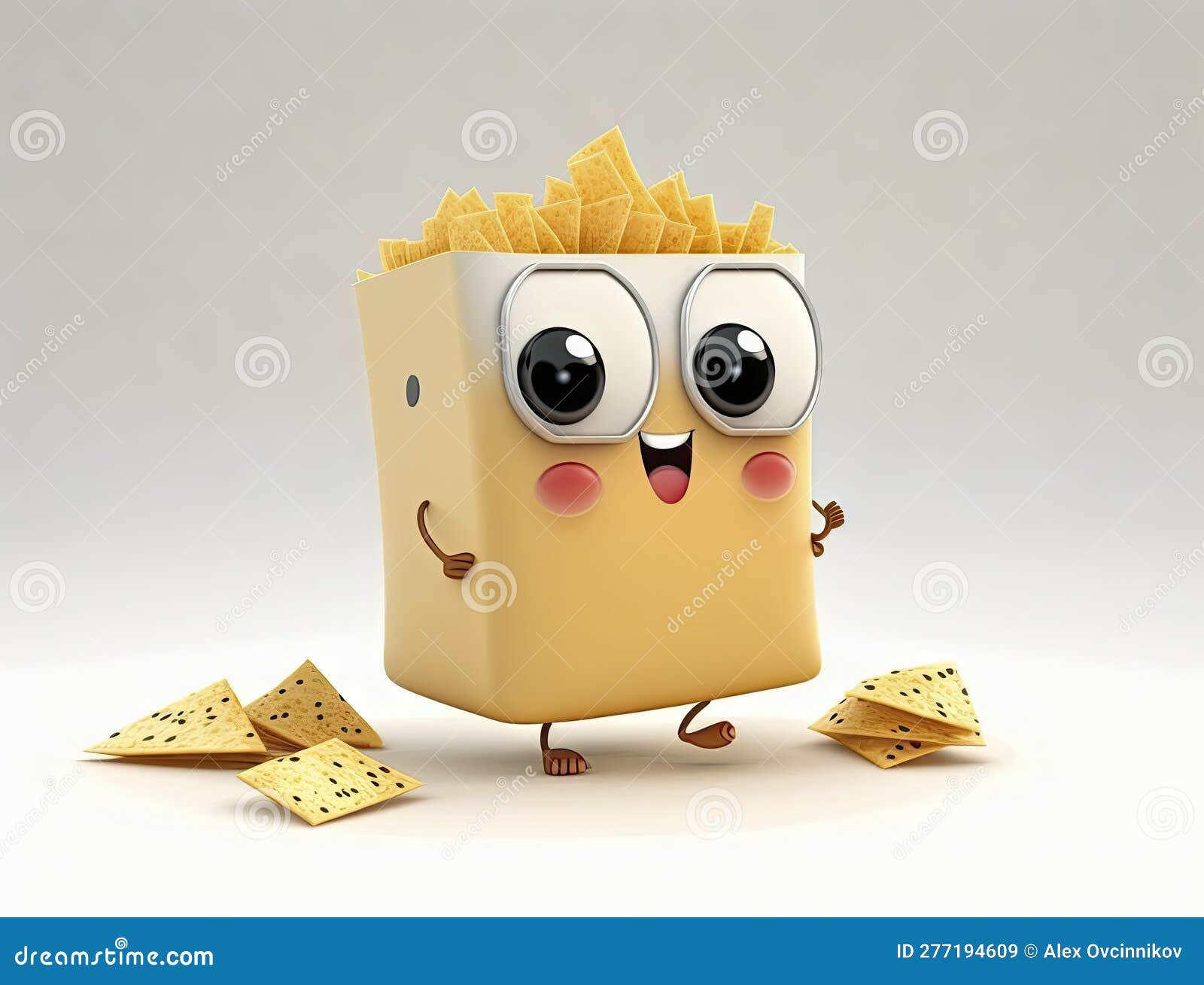 Adorable Cartoon Chips Character On White Background For Invitations