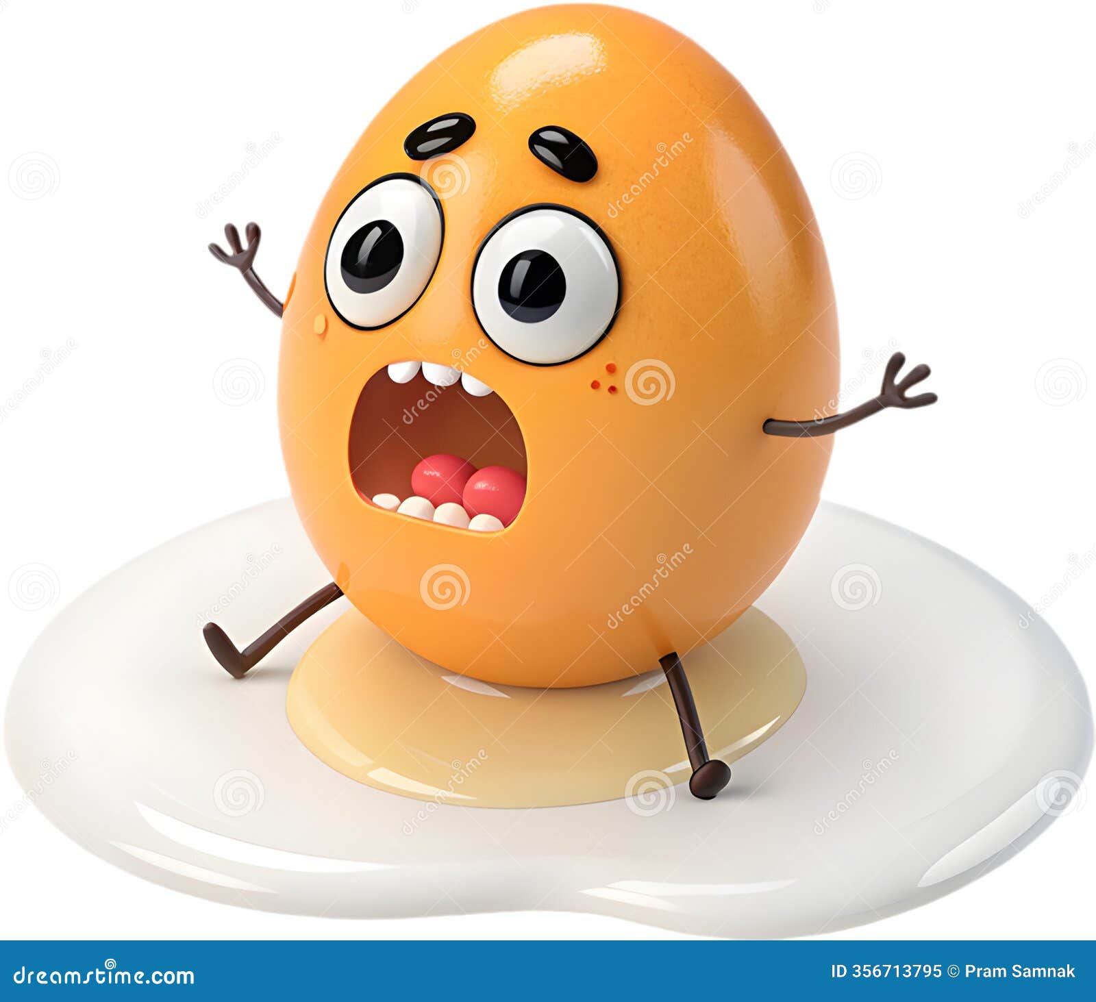 cute cartoon egg character with playful expression clipart.