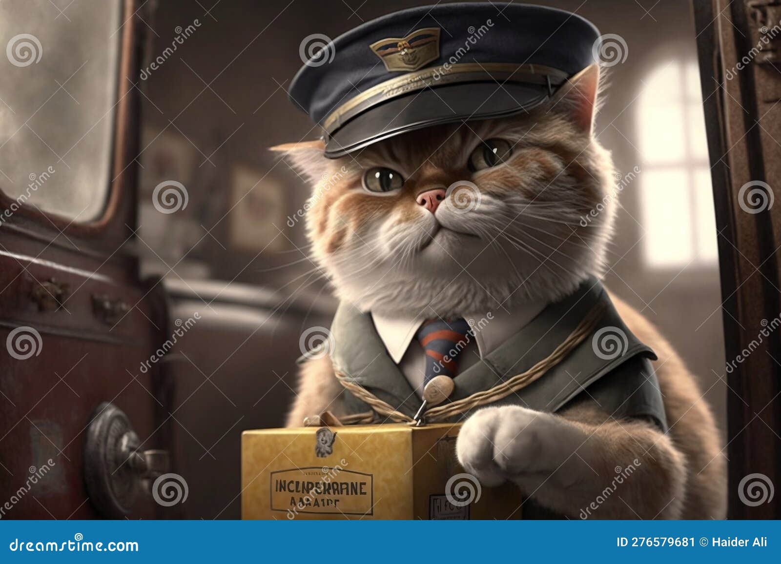 An Adorable Cat Dressed As a Postman Delivering Mail To Homes