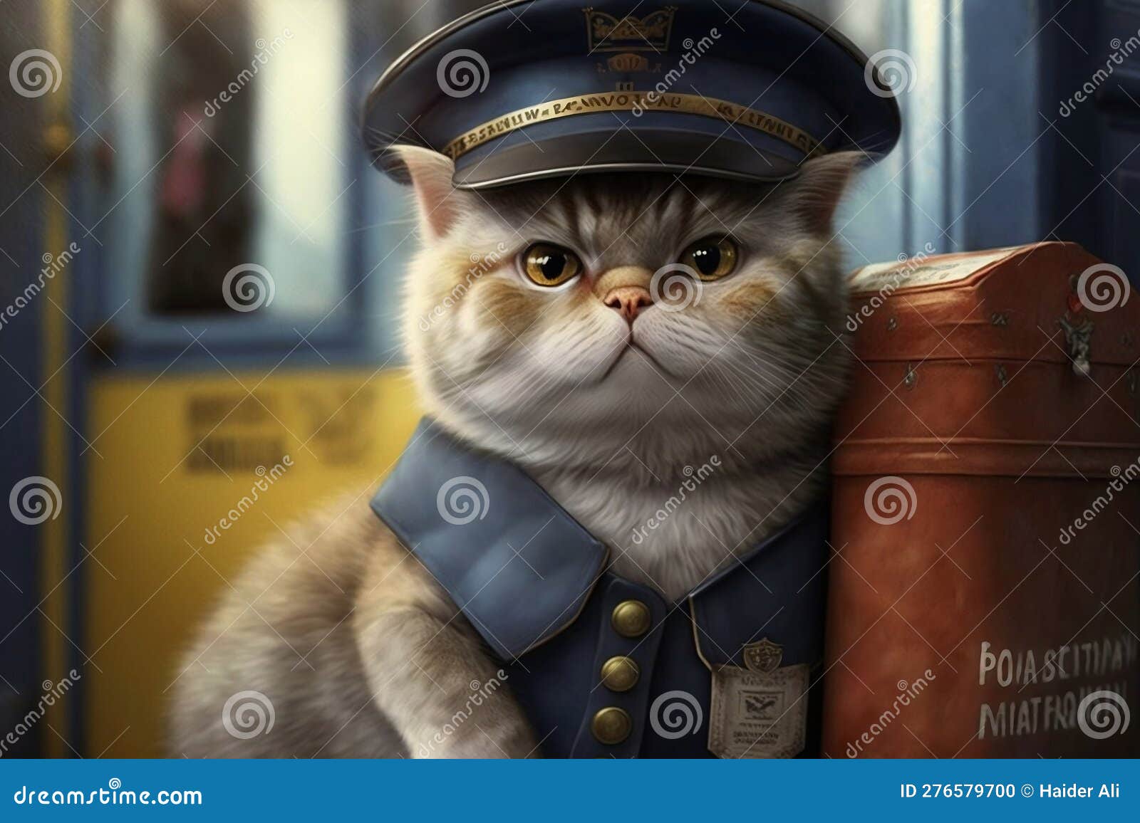 An Adorable Cat Dressed As a Postman Delivering Mail To Homes