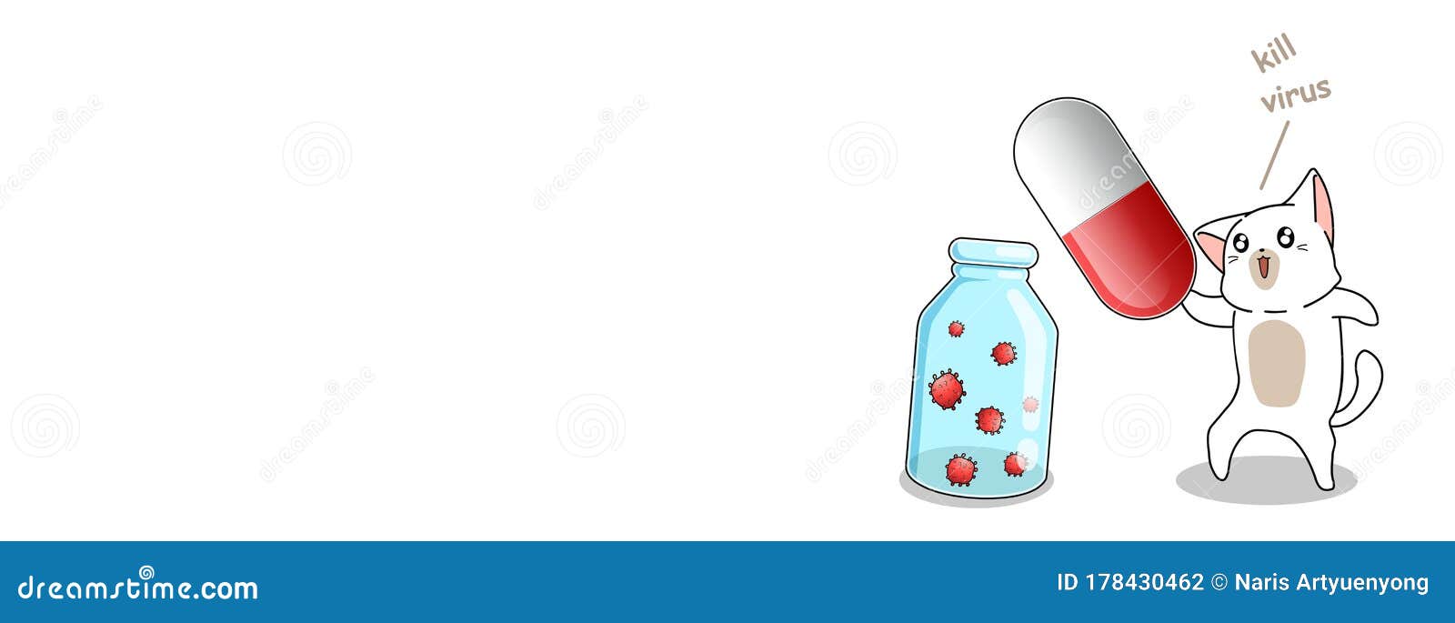 Adorable Cat is Killing Virus Illustration Stock Vector Illustration