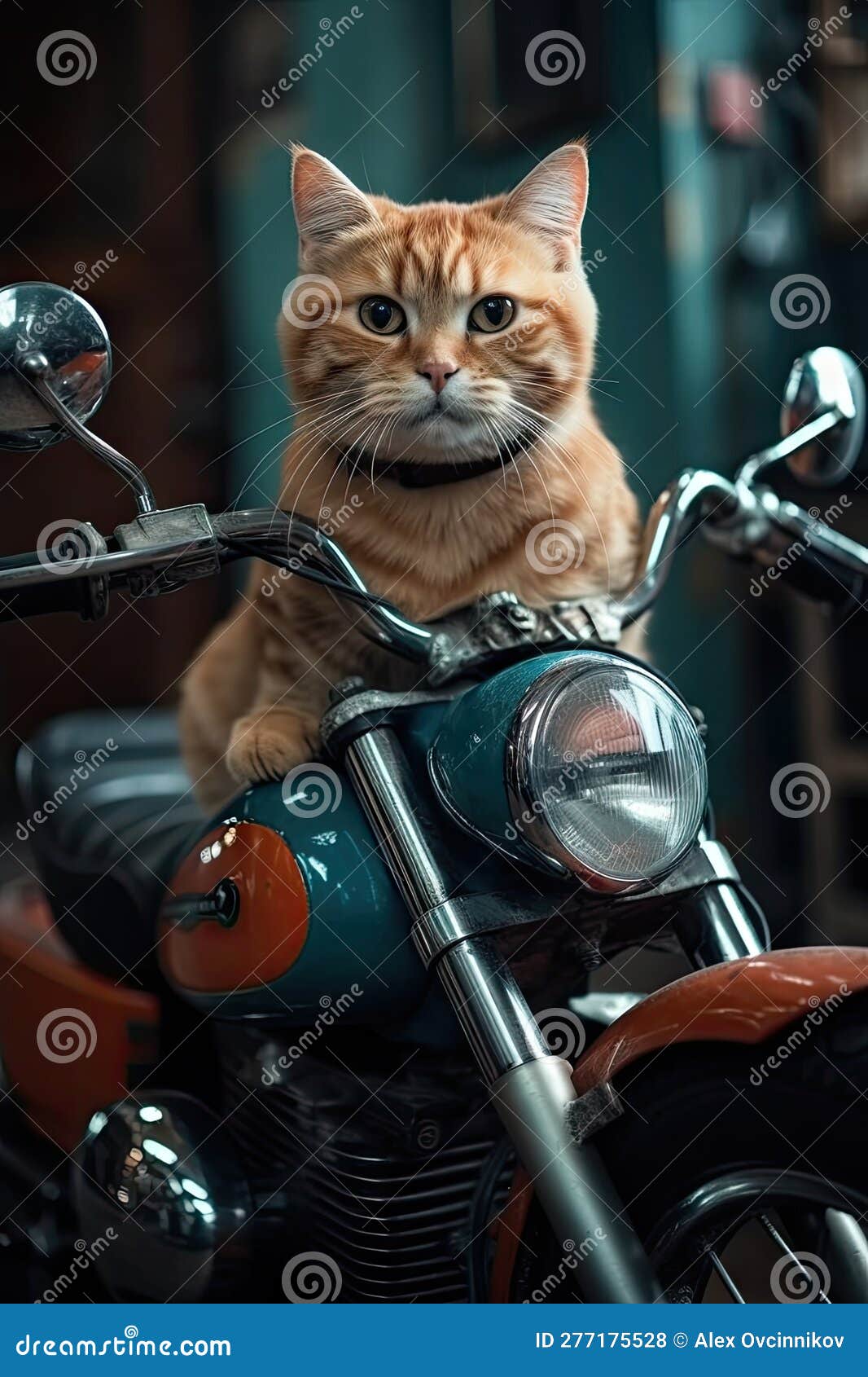 Adorable Cat Riding Mini Motorcycle with Paws on Handlebars. Perfect ...