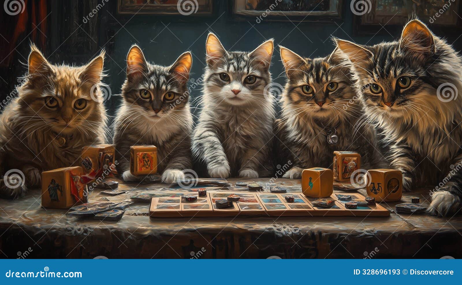 adorable cats playing board game  for cat lovers